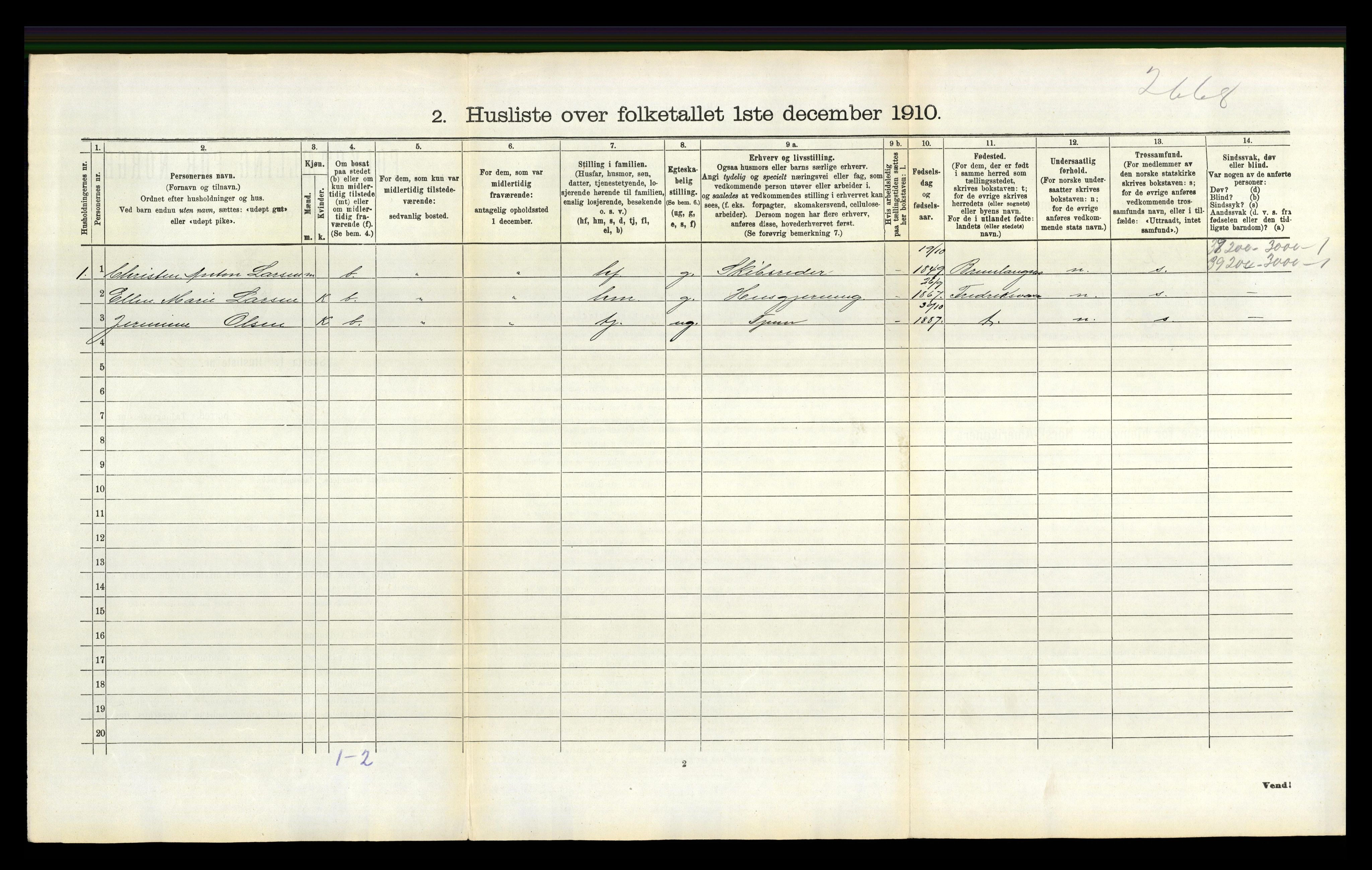 RA, 1910 census for Skåtøy, 1910, p. 1248