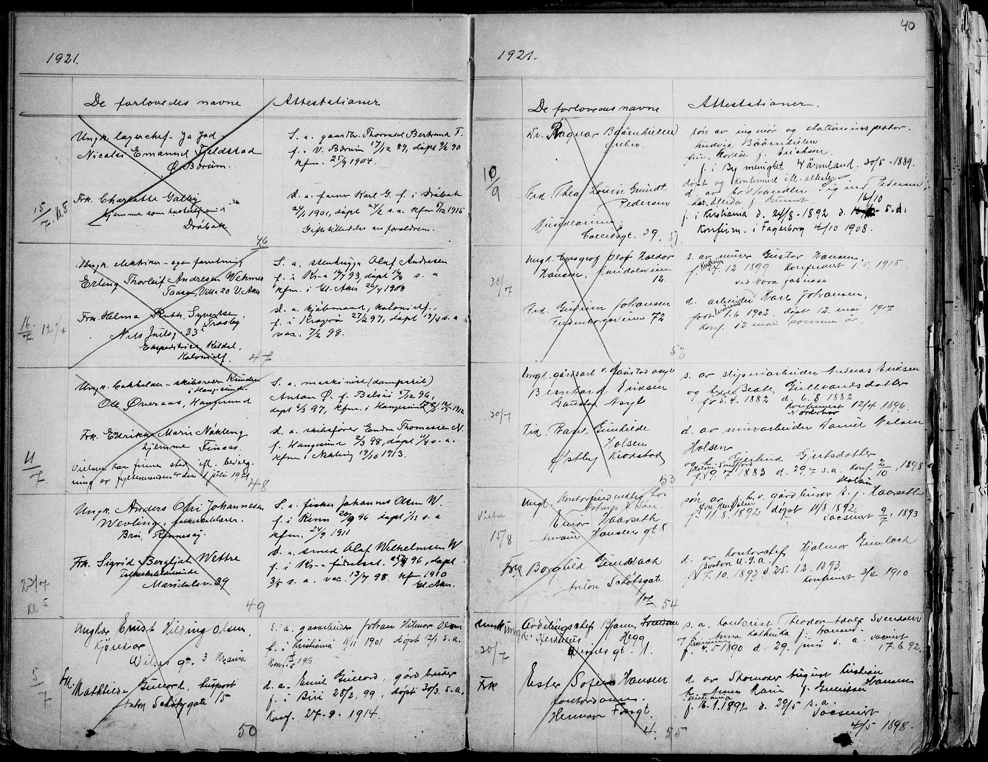 Gamle Aker prestekontor Kirkebøker, AV/SAO-A-10617a/H/L0005: Banns register no. 5, 1918-1930, p. 40
