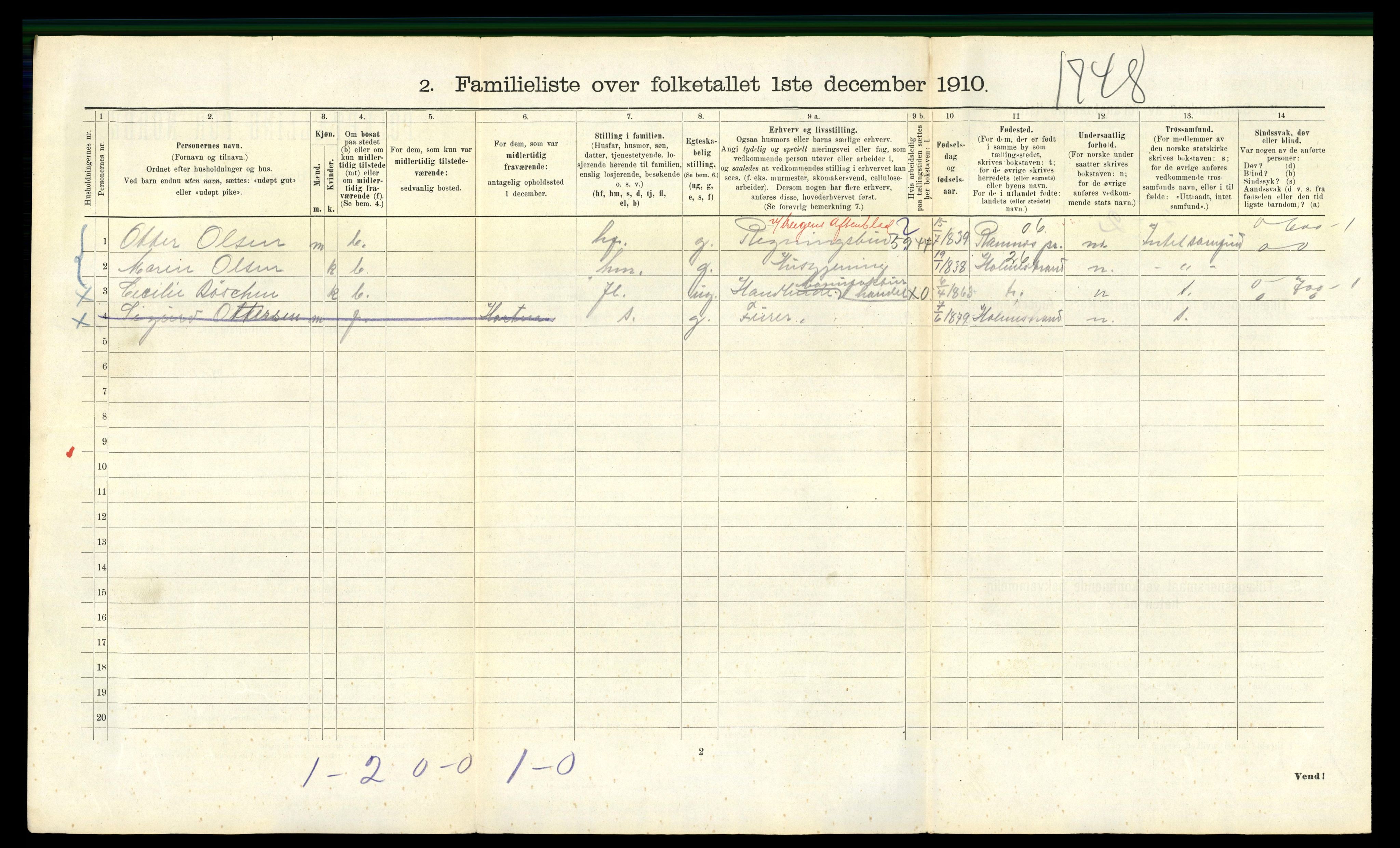 RA, 1910 census for Bergen, 1910, p. 13834