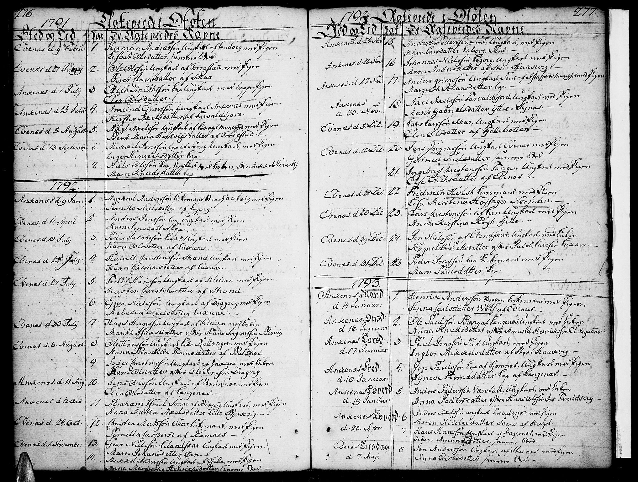 Ministerialprotokoller, klokkerbøker og fødselsregistre - Nordland, SAT/A-1459/863/L0892: Parish register (official) no. 863A04, 1765-1794, p. 276-277