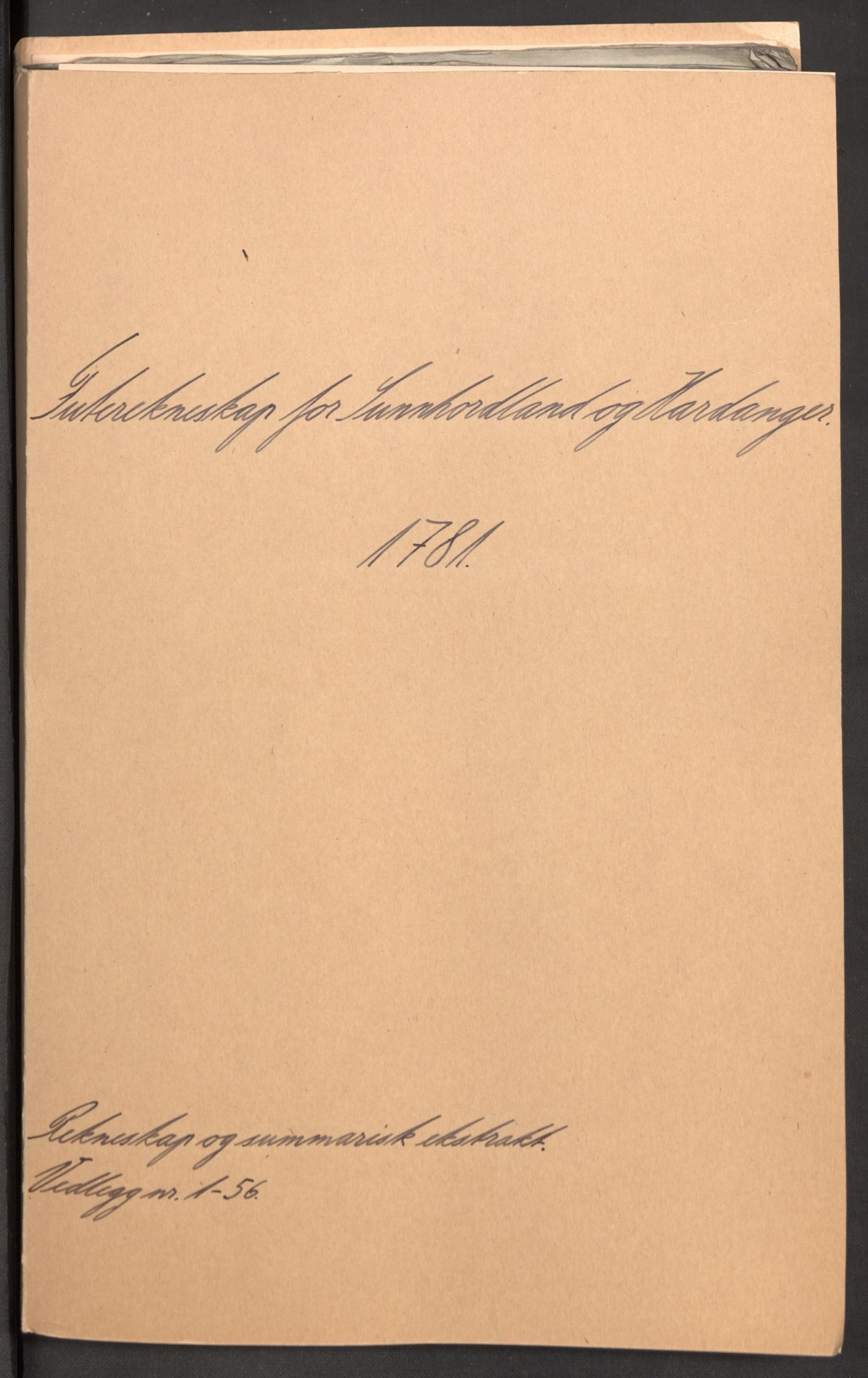 Rentekammeret inntil 1814, Reviderte regnskaper, Fogderegnskap, RA/EA-4092/R48/L3097: Fogderegnskap Sunnhordland og Hardanger, 1781, p. 2