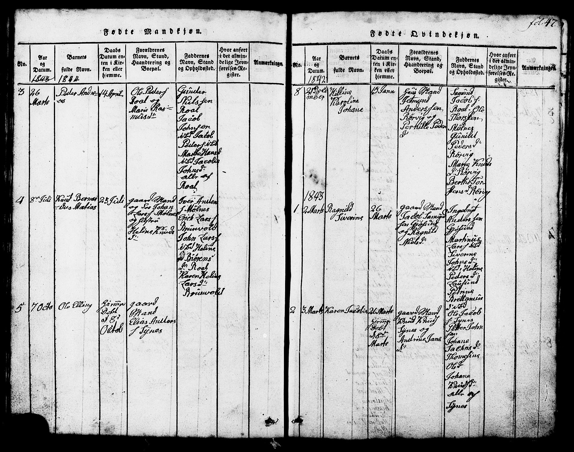 Ministerialprotokoller, klokkerbøker og fødselsregistre - Møre og Romsdal, SAT/A-1454/537/L0520: Parish register (copy) no. 537C01, 1819-1868, p. 47