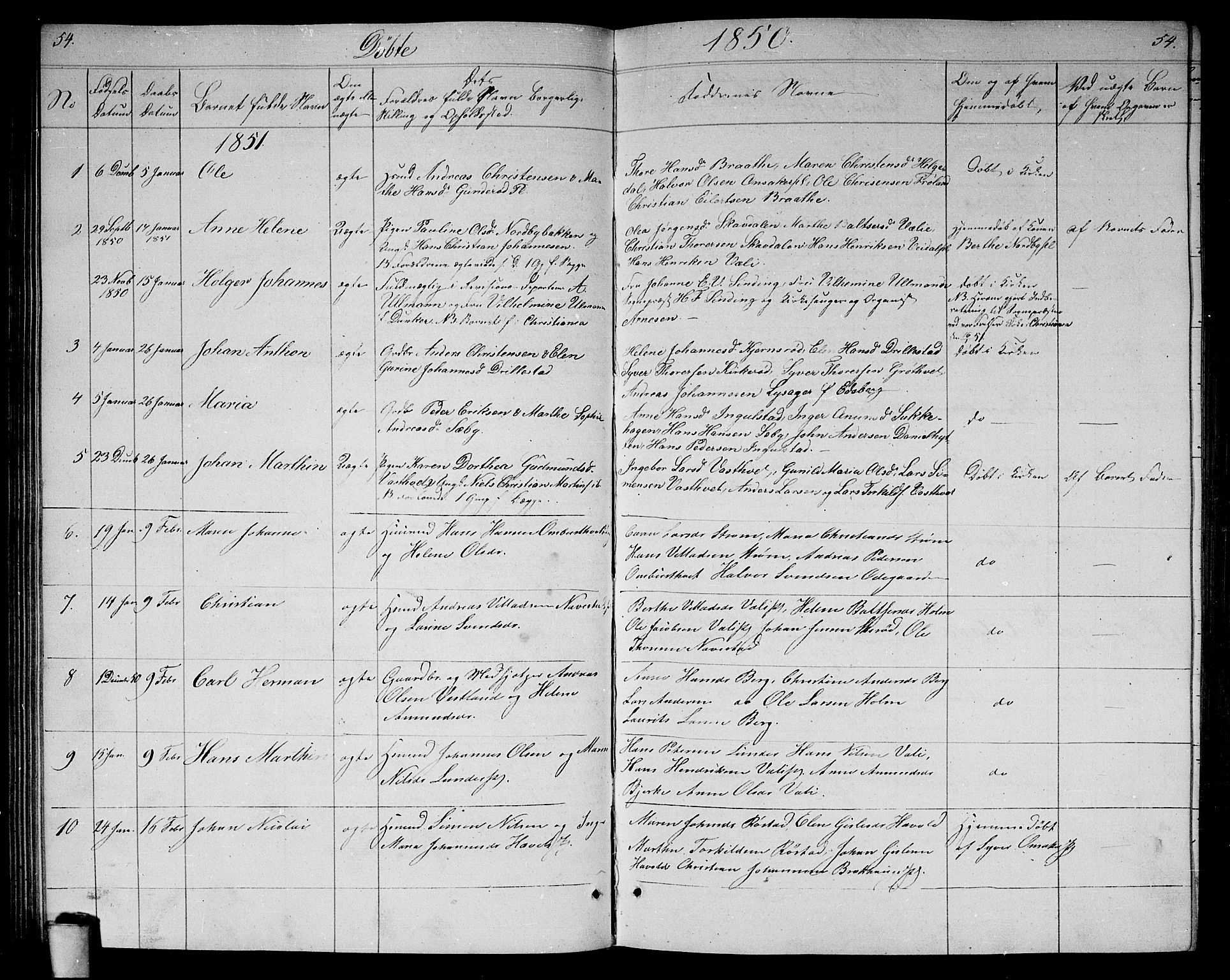 Våler prestekontor Kirkebøker, AV/SAO-A-11083/G/Ga/L0002: Parish register (copy) no. I 2, 1839-1860, p. 54