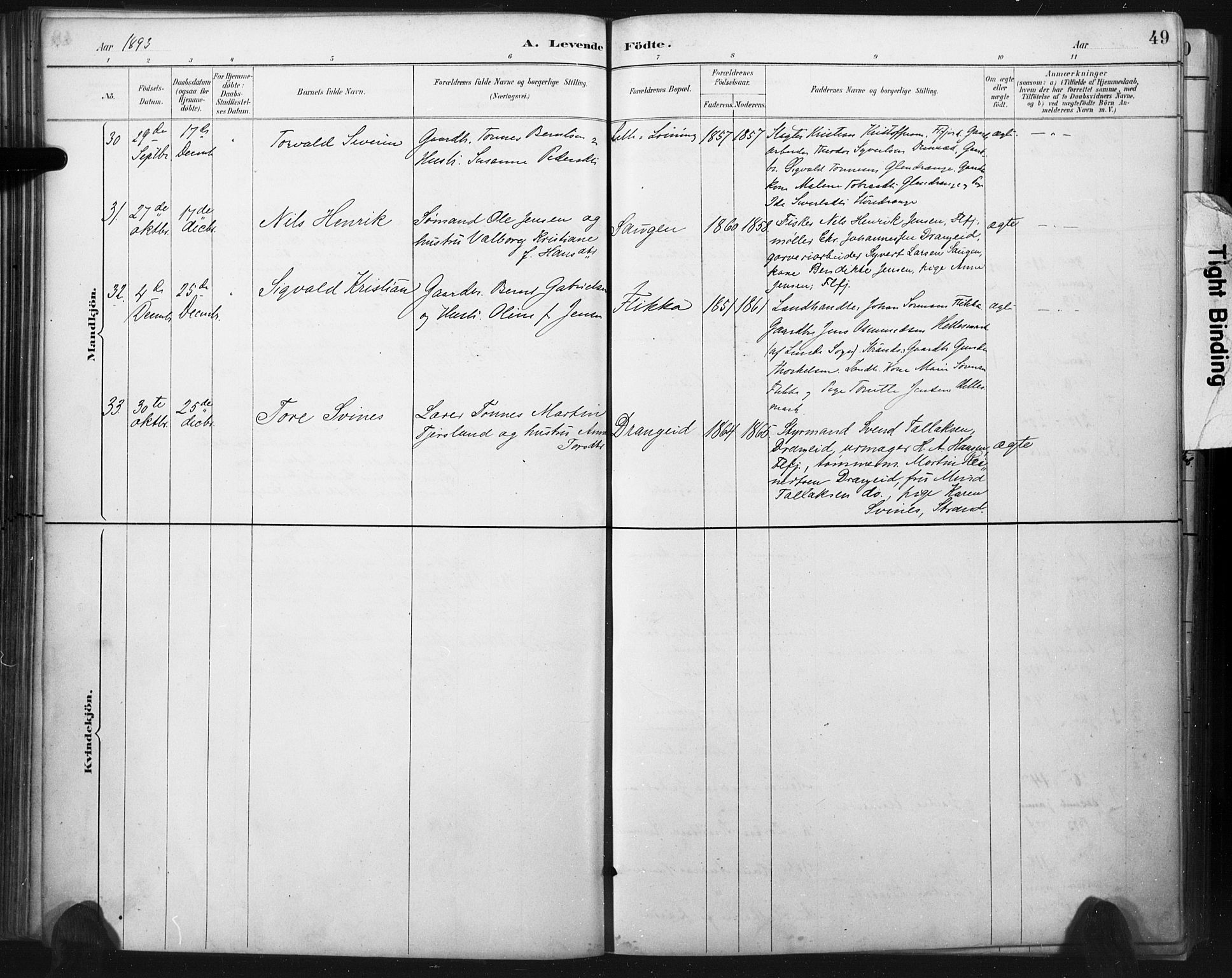 Flekkefjord sokneprestkontor, AV/SAK-1111-0012/F/Fa/Fac/L0008: Parish register (official) no. A 8, 1885-1898, p. 49