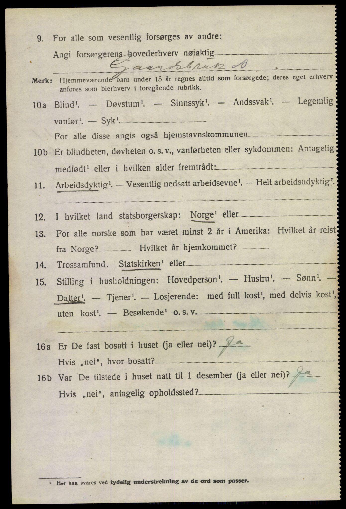 SAKO, 1920 census for Bamble, 1920, p. 10848