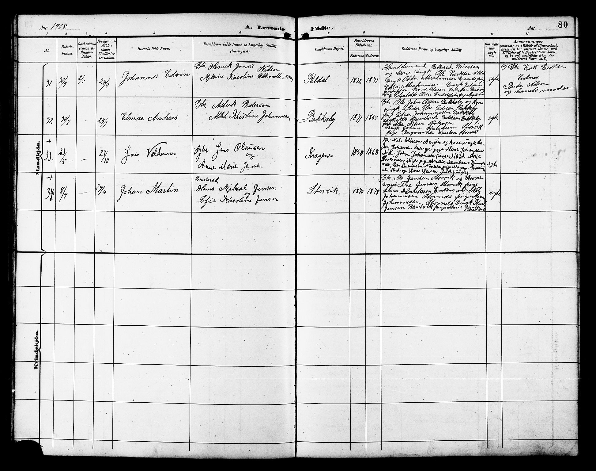 Skjervøy sokneprestkontor, AV/SATØ-S-1300/H/Ha/Hab/L0021klokker: Parish register (copy) no. 21, 1893-1910, p. 80