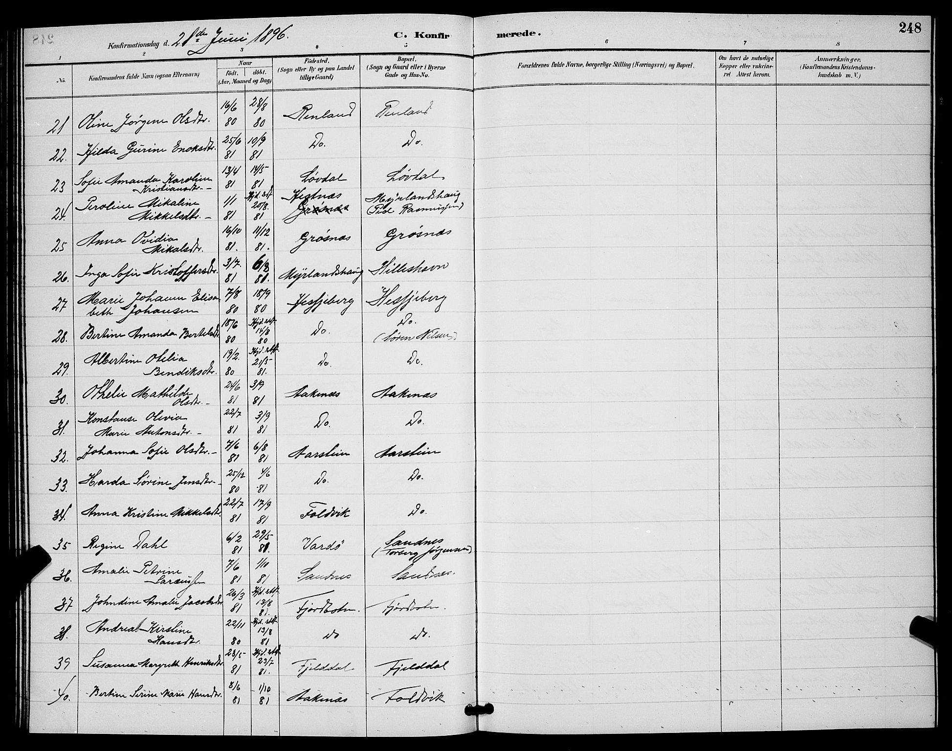 Ibestad sokneprestembete, SATØ/S-0077/H/Ha/Hab/L0008klokker: Parish register (copy) no. 8, 1890-1903, p. 248