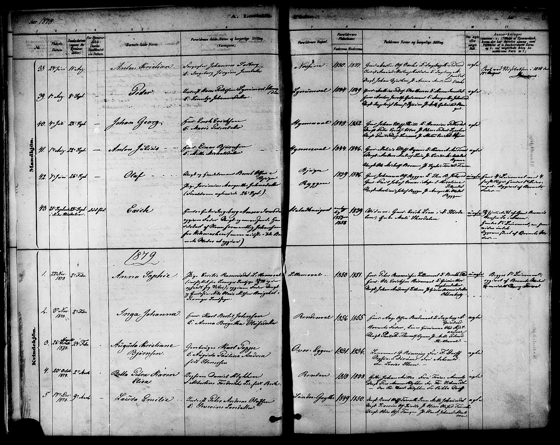 Ministerialprotokoller, klokkerbøker og fødselsregistre - Nord-Trøndelag, AV/SAT-A-1458/717/L0159: Parish register (official) no. 717A09, 1878-1898, p. 6