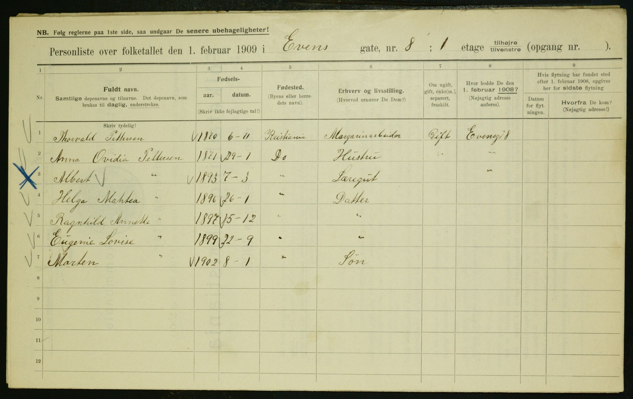 OBA, Municipal Census 1909 for Kristiania, 1909, p. 20659