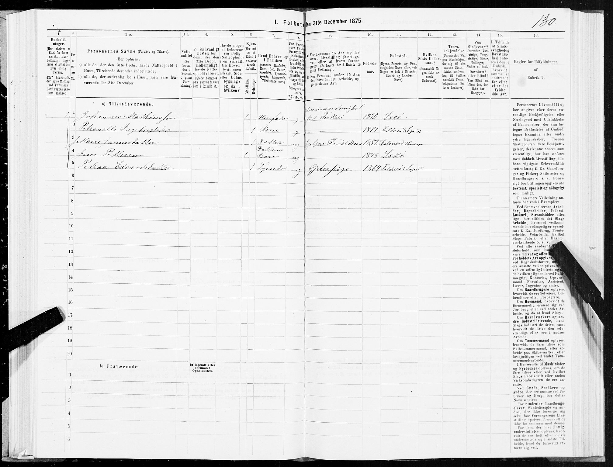 SAT, 1875 census for 1752P Kolvereid, 1875, p. 3130