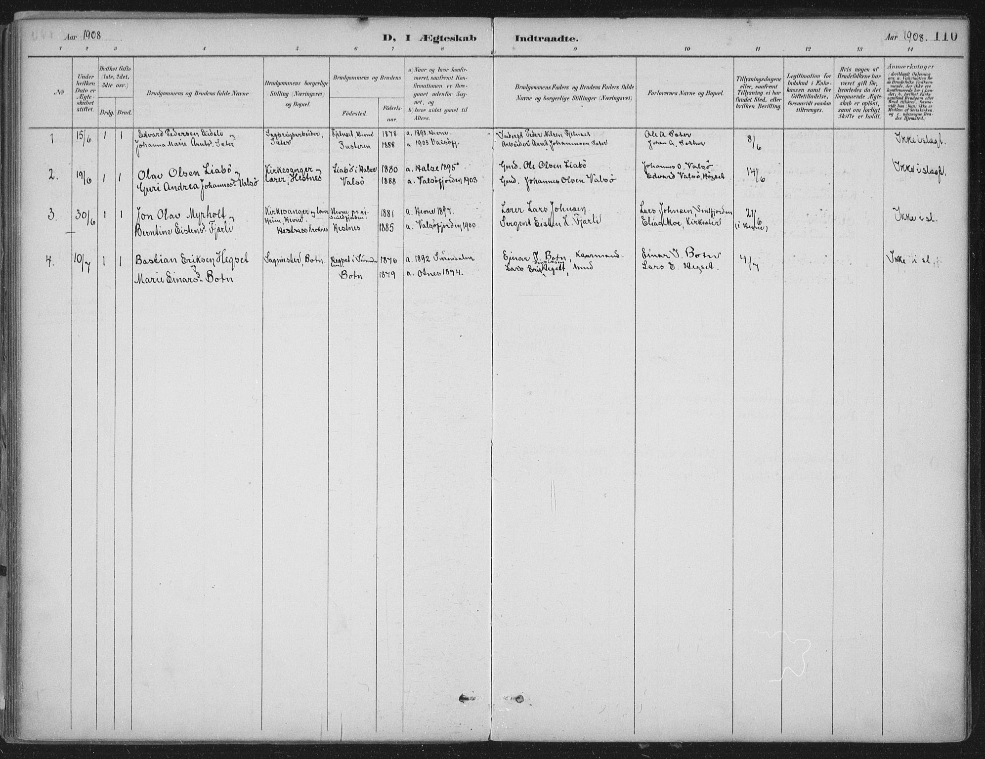 Ministerialprotokoller, klokkerbøker og fødselsregistre - Møre og Romsdal, AV/SAT-A-1454/580/L0925: Parish register (official) no. 580A02, 1888-1913, p. 110