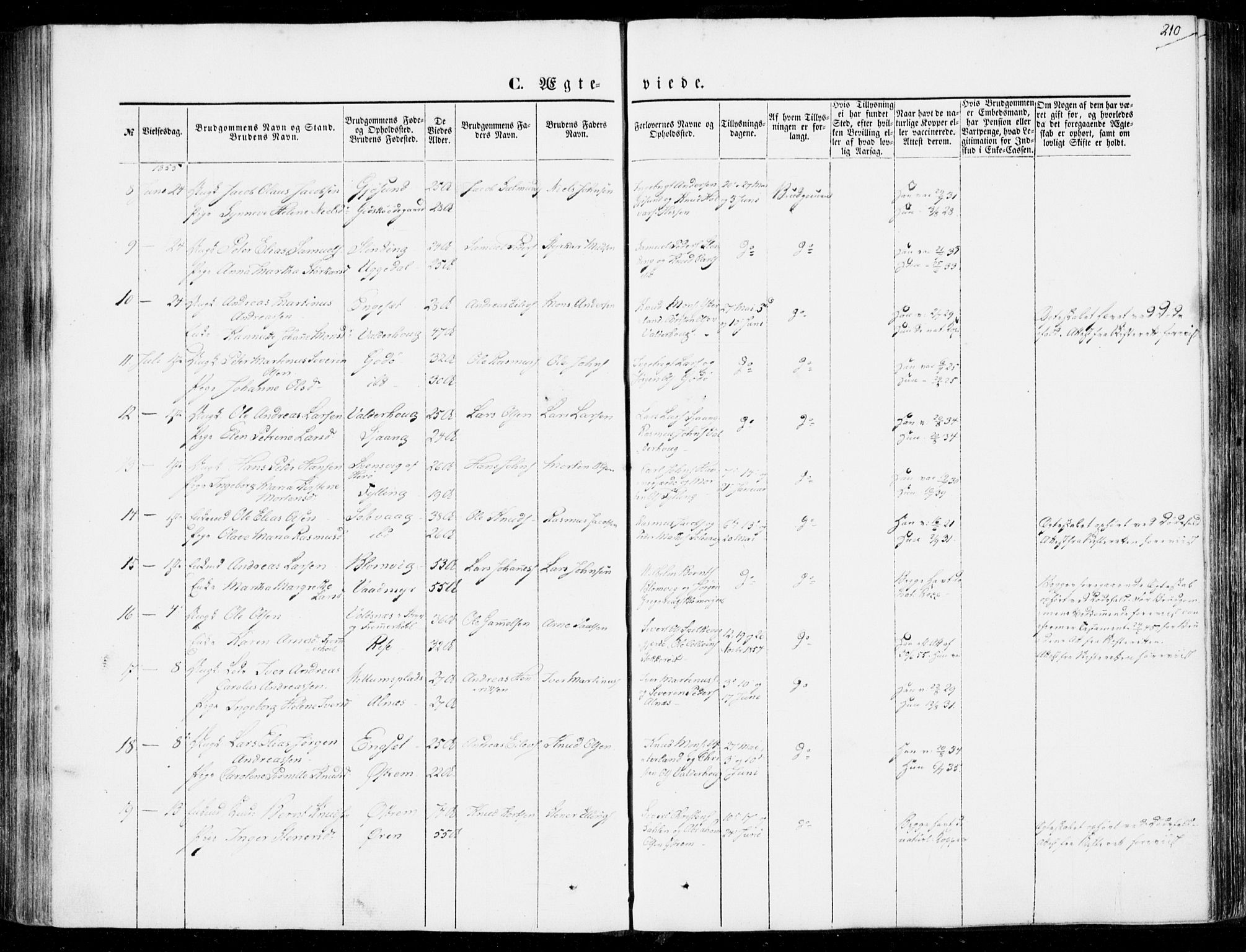 Ministerialprotokoller, klokkerbøker og fødselsregistre - Møre og Romsdal, AV/SAT-A-1454/528/L0397: Parish register (official) no. 528A08, 1848-1858, p. 210