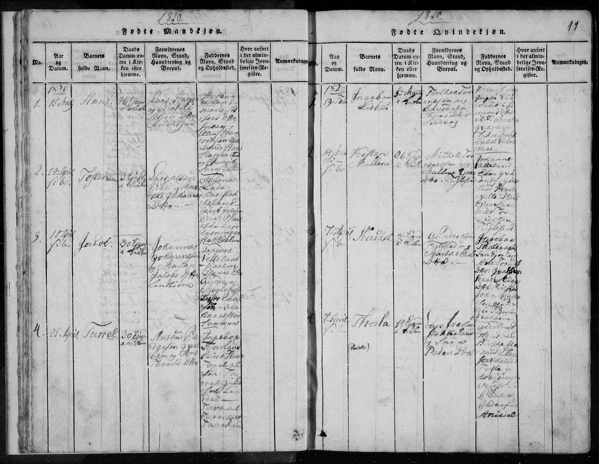 Eigersund sokneprestkontor, AV/SAST-A-101807/S08/L0008: Parish register (official) no. A 8, 1816-1847, p. 11