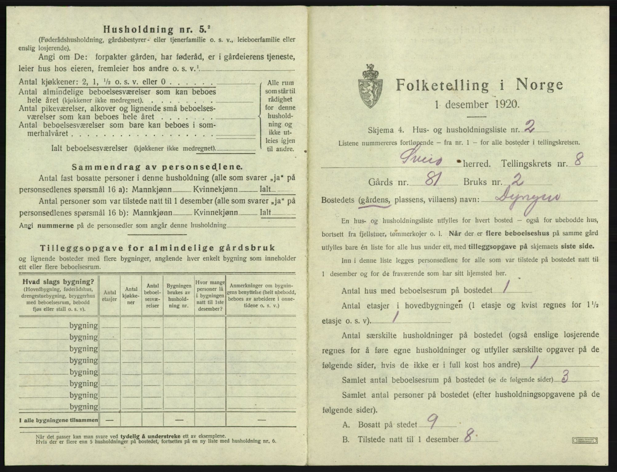 SAB, 1920 census for Sveio, 1920, p. 537