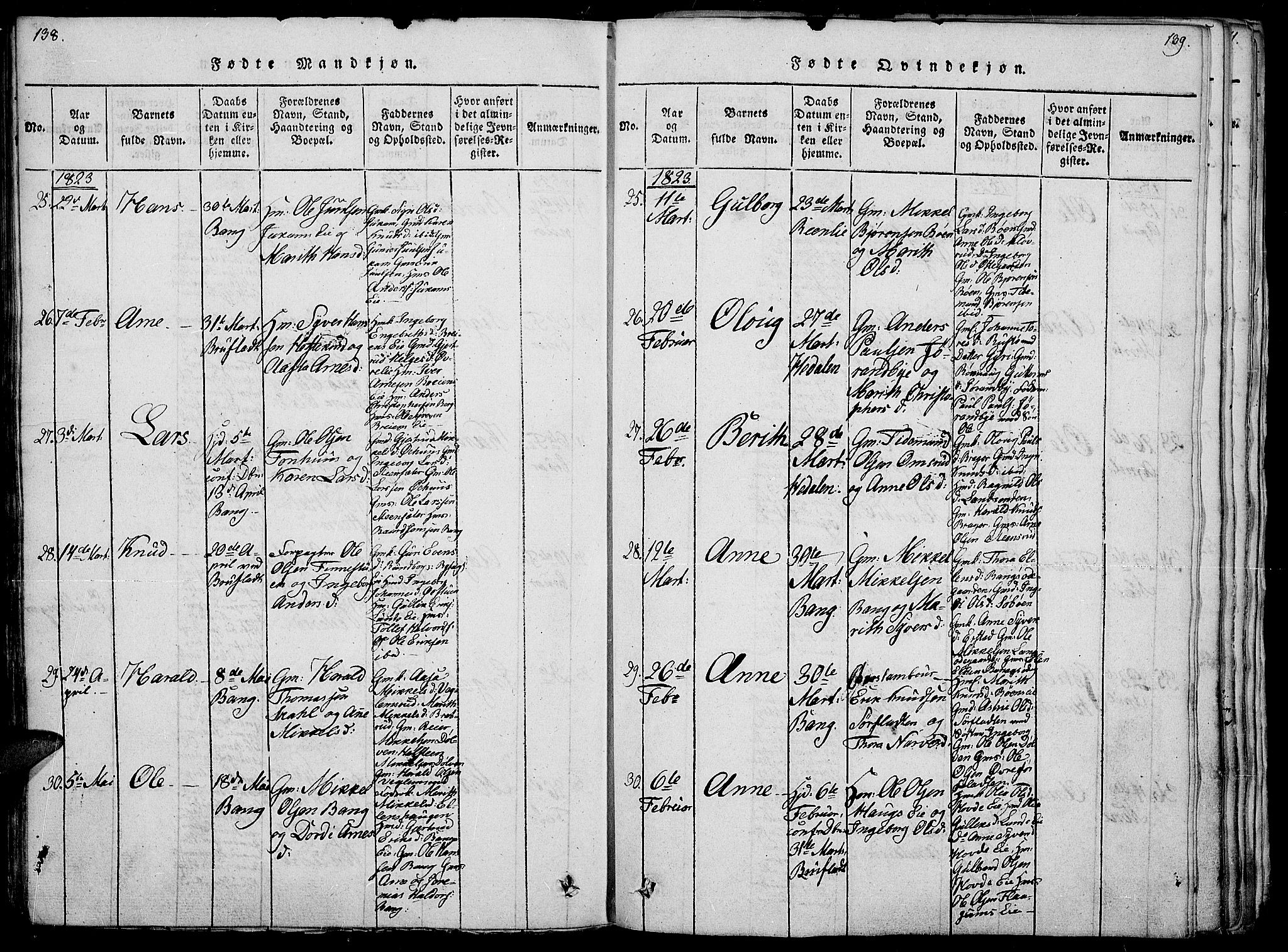 Sør-Aurdal prestekontor, AV/SAH-PREST-128/H/Ha/Haa/L0002: Parish register (official) no. 2, 1815-1840, p. 138-139