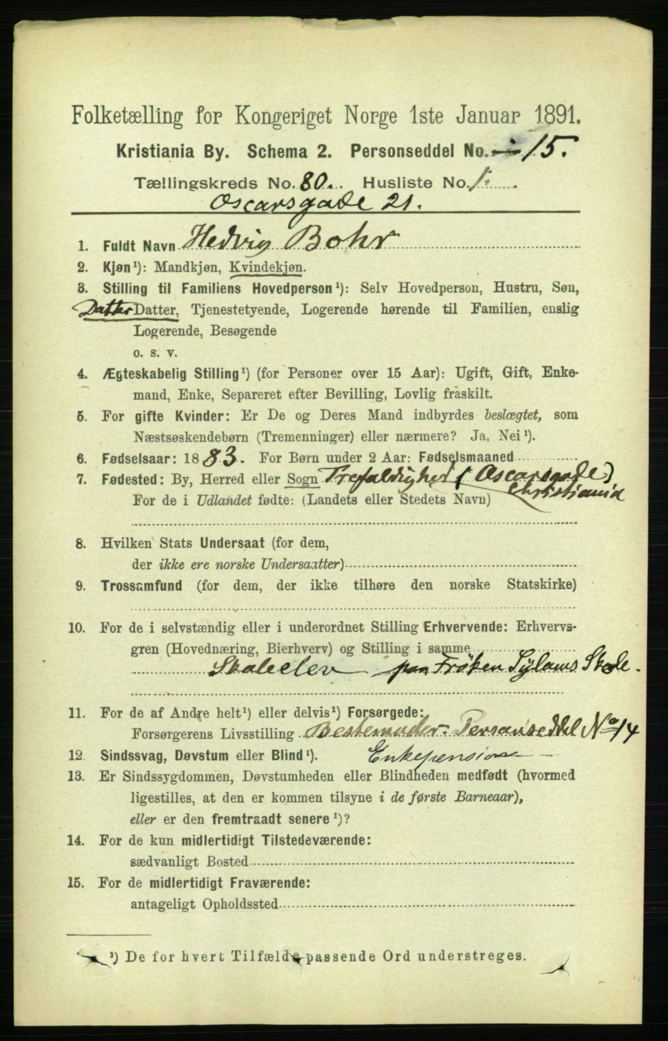 RA, 1891 census for 0301 Kristiania, 1891, p. 41286