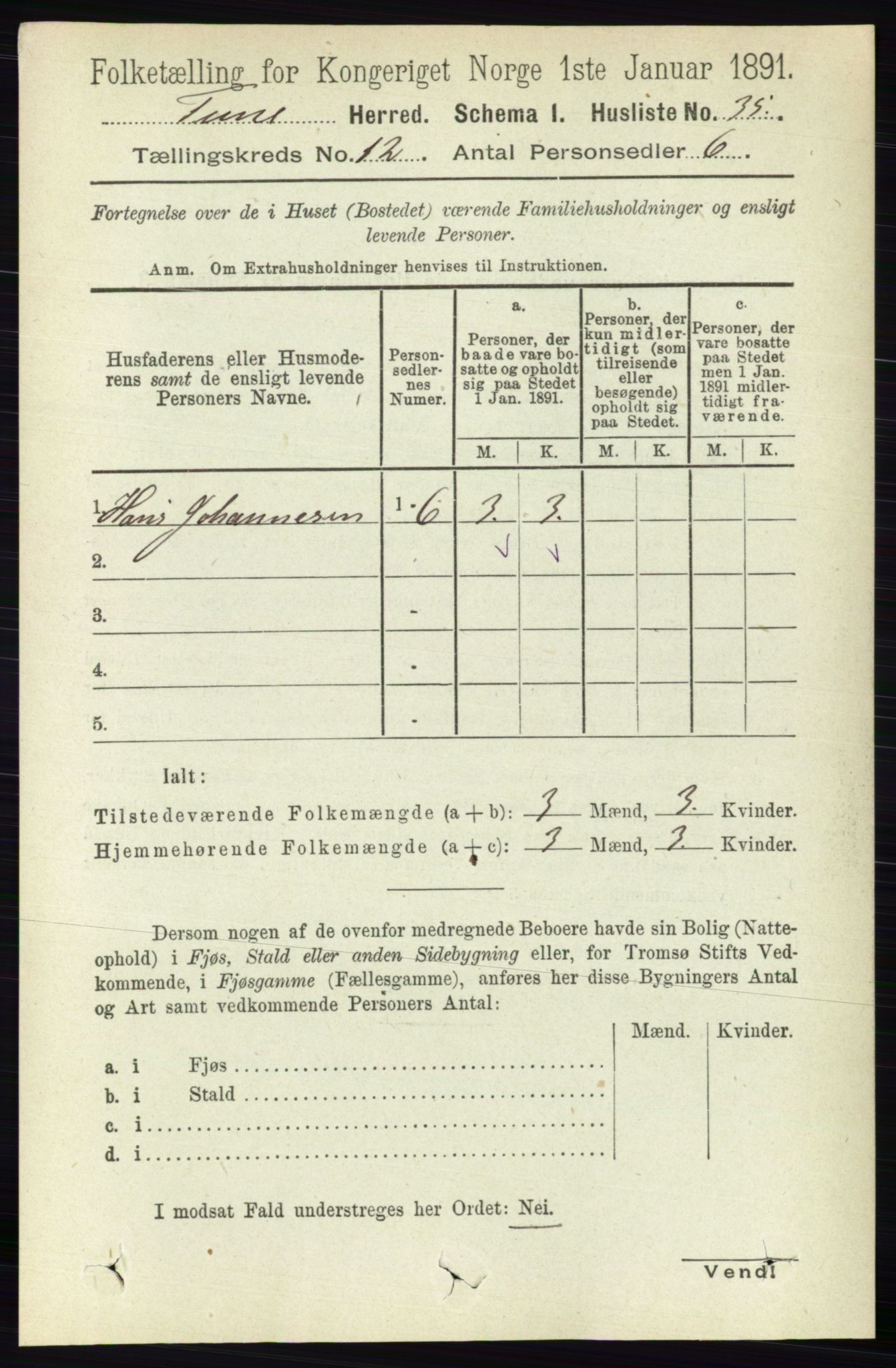 RA, 1891 census for 0130 Tune, 1891, p. 7196