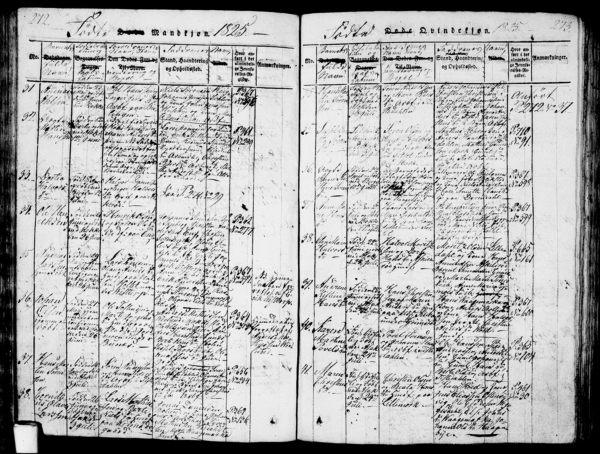Berg prestekontor Kirkebøker, SAO/A-10902/G/Ga/L0001: Parish register (copy) no. I 1, 1815-1832, p. 272-273