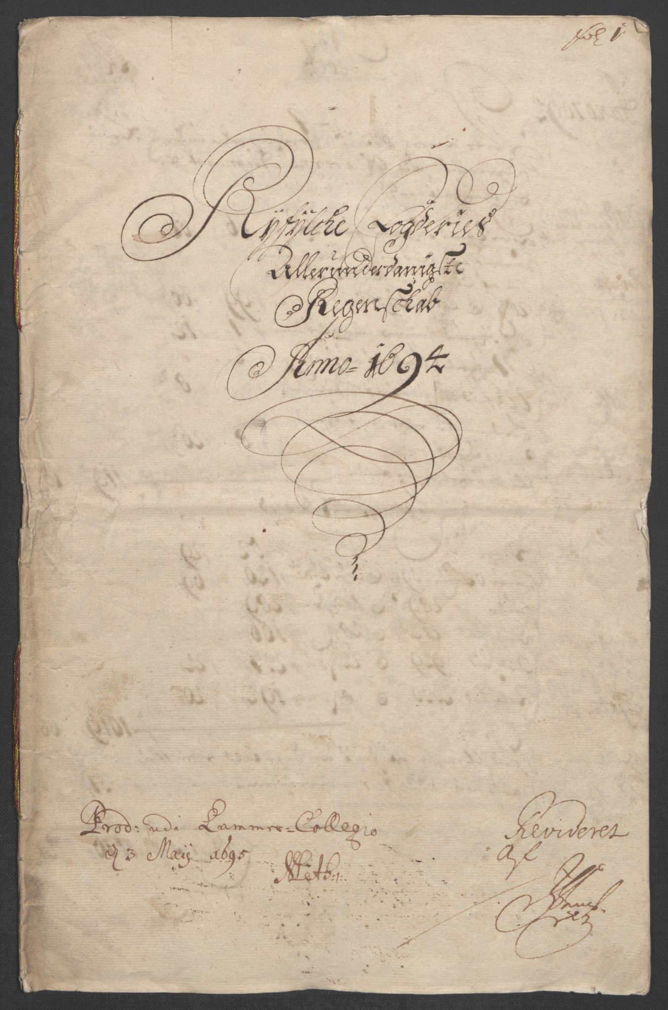 Rentekammeret inntil 1814, Reviderte regnskaper, Fogderegnskap, RA/EA-4092/R47/L2857: Fogderegnskap Ryfylke, 1694-1696, p. 4