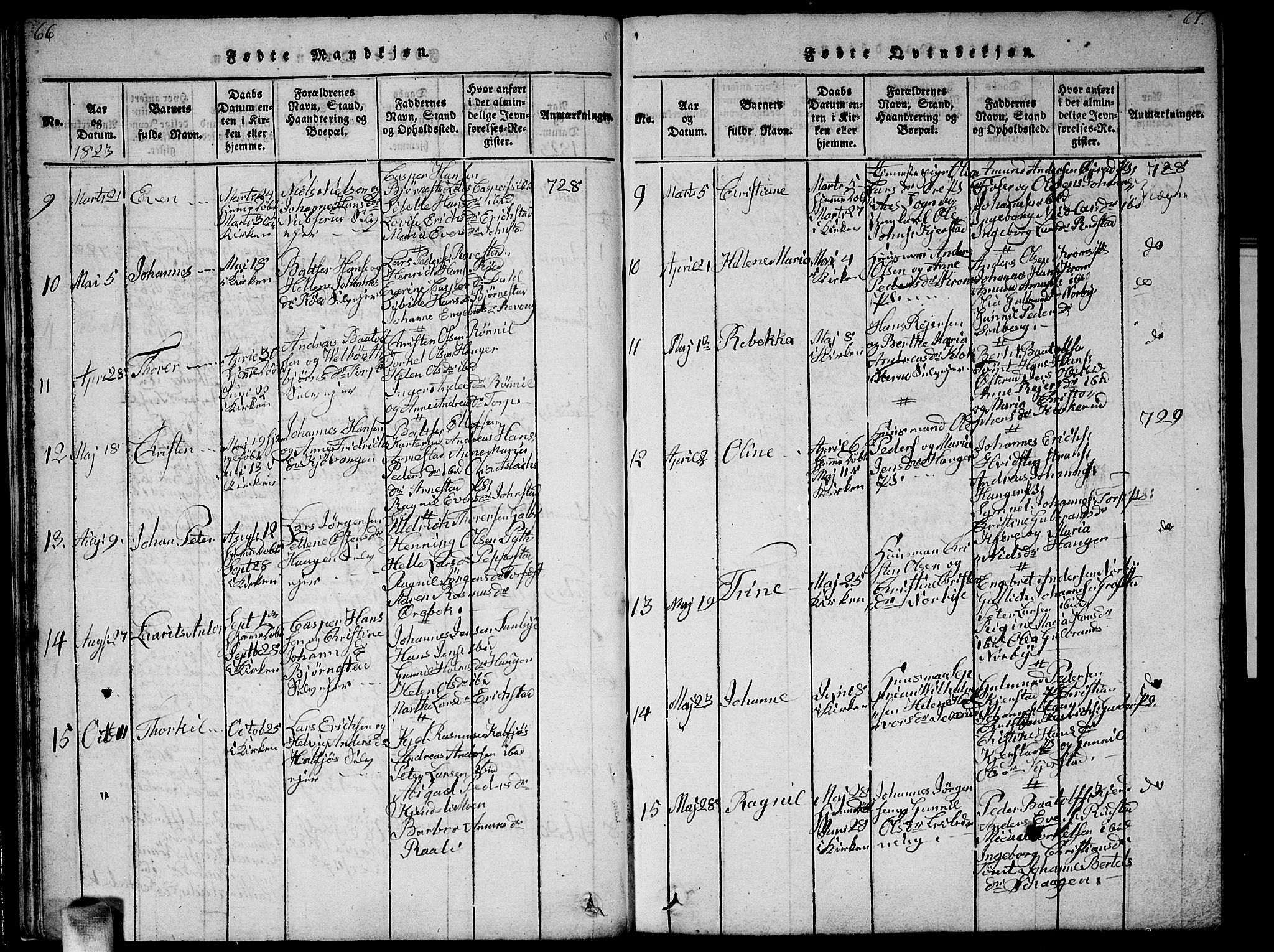 Vestby prestekontor Kirkebøker, AV/SAO-A-10893/G/Ga/L0001: Parish register (copy) no. I 1, 1814-1827, p. 66-67