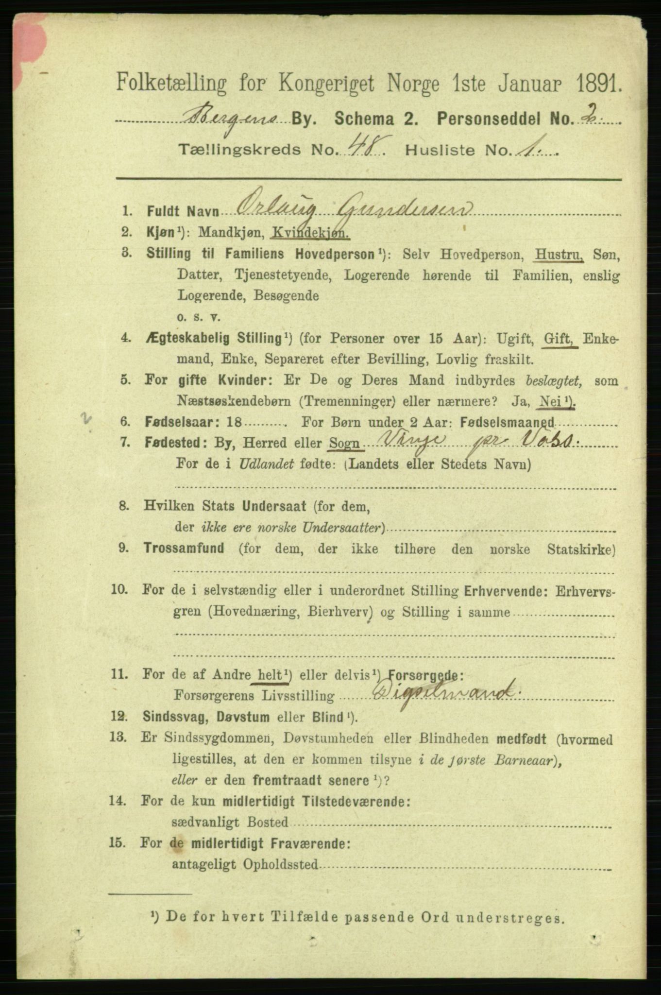 RA, 1891 Census for 1301 Bergen, 1891, p. 56904