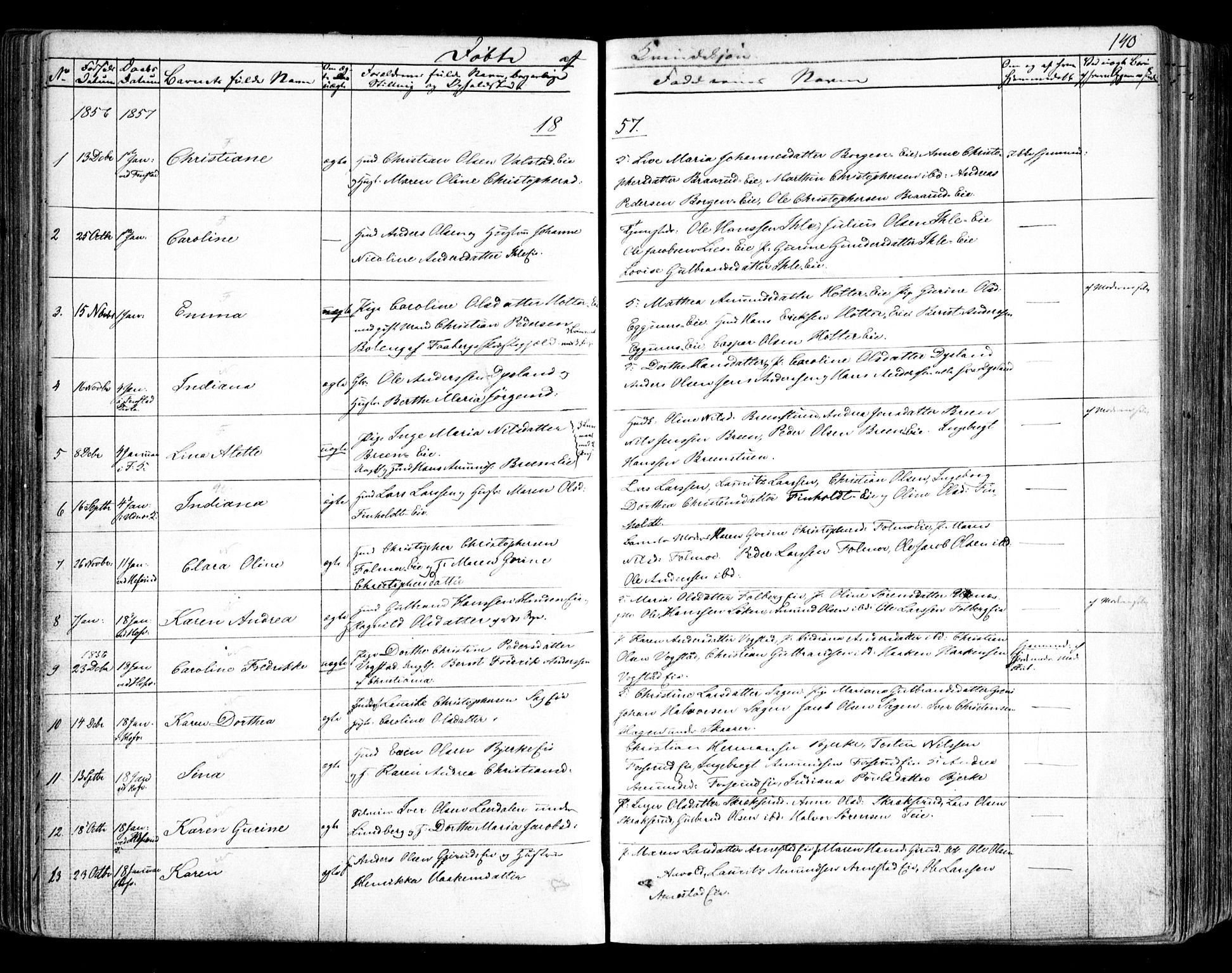 Nes prestekontor Kirkebøker, SAO/A-10410/F/Fa/L0007: Parish register (official) no. I 7, 1846-1858, p. 140