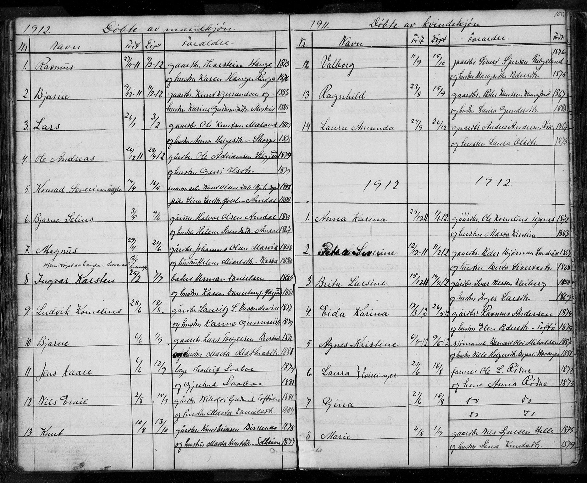 Nedstrand sokneprestkontor, SAST/A-101841/01/V: Parish register (copy) no. B 3, 1848-1933, p. 105
