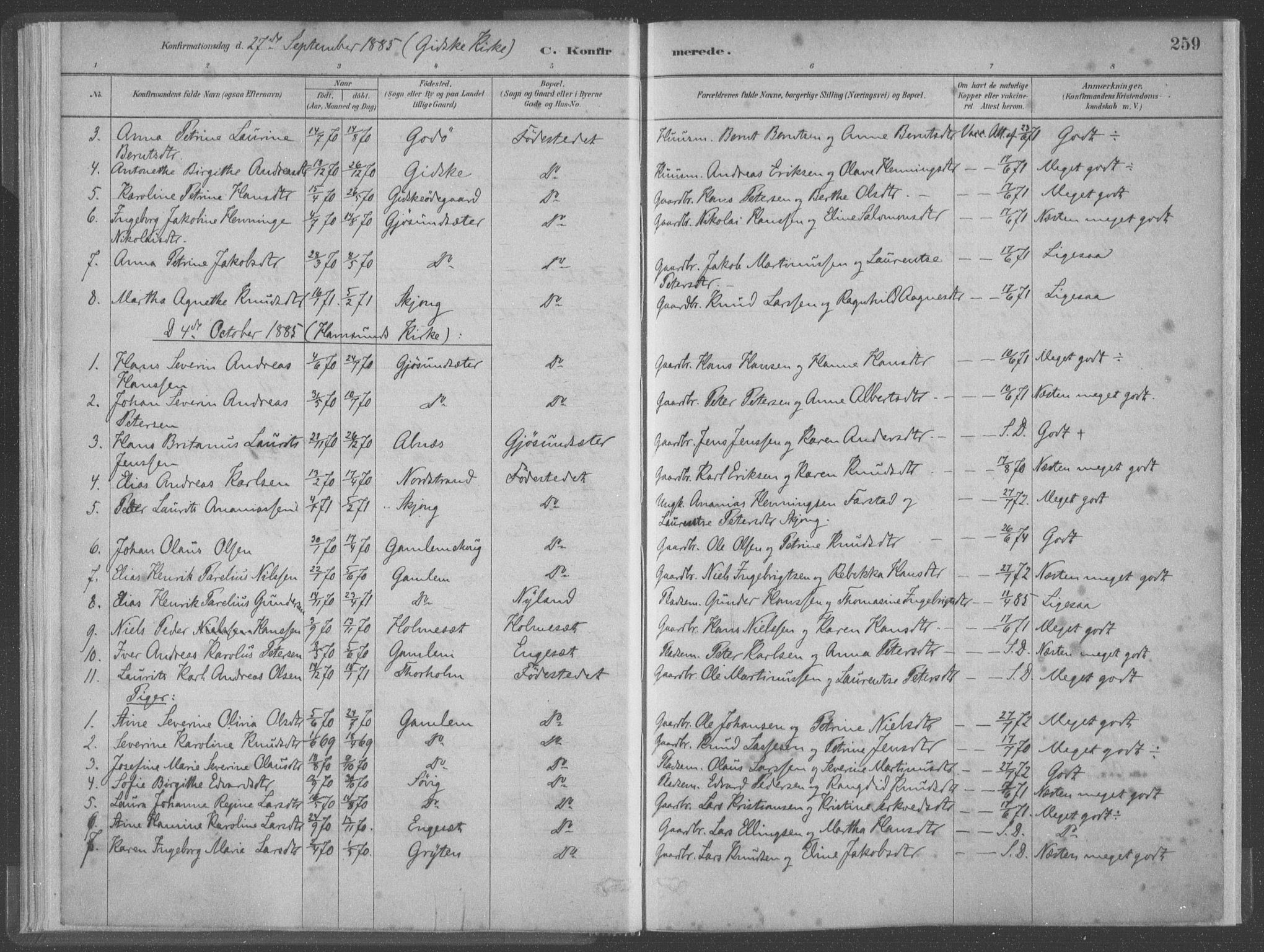 Ministerialprotokoller, klokkerbøker og fødselsregistre - Møre og Romsdal, SAT/A-1454/528/L0402: Parish register (official) no. 528A12II, 1880-1903, p. 259