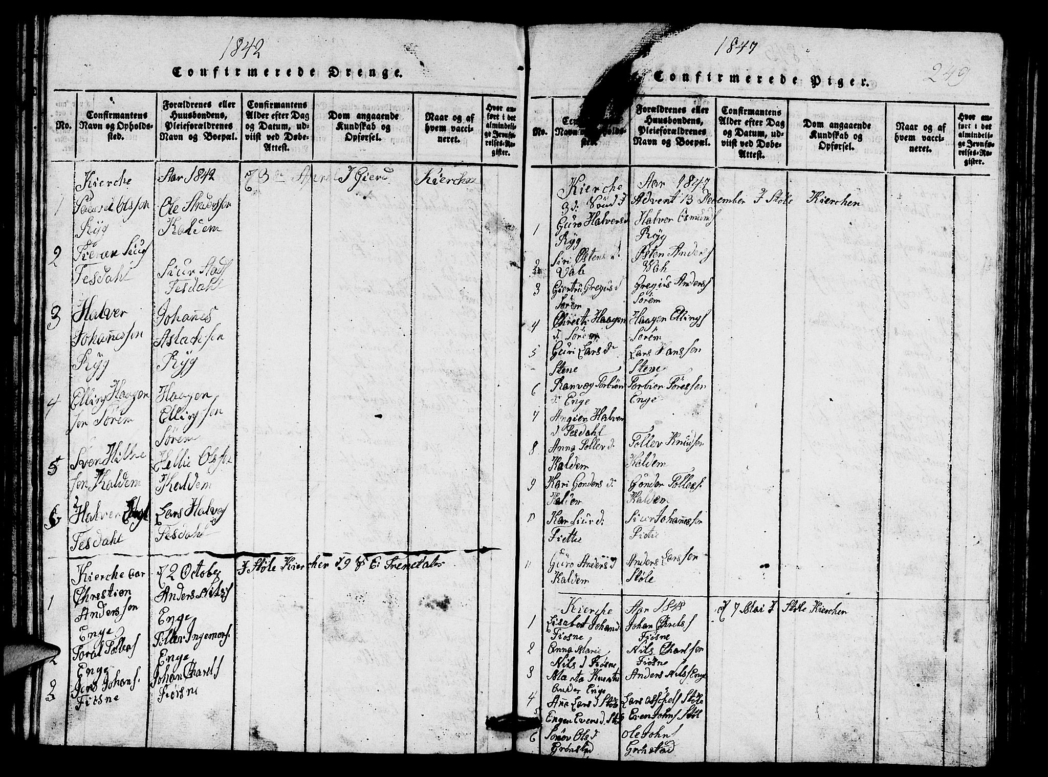 Etne sokneprestembete, SAB/A-75001/H/Hab: Parish register (copy) no. A 1, 1815-1849, p. 249