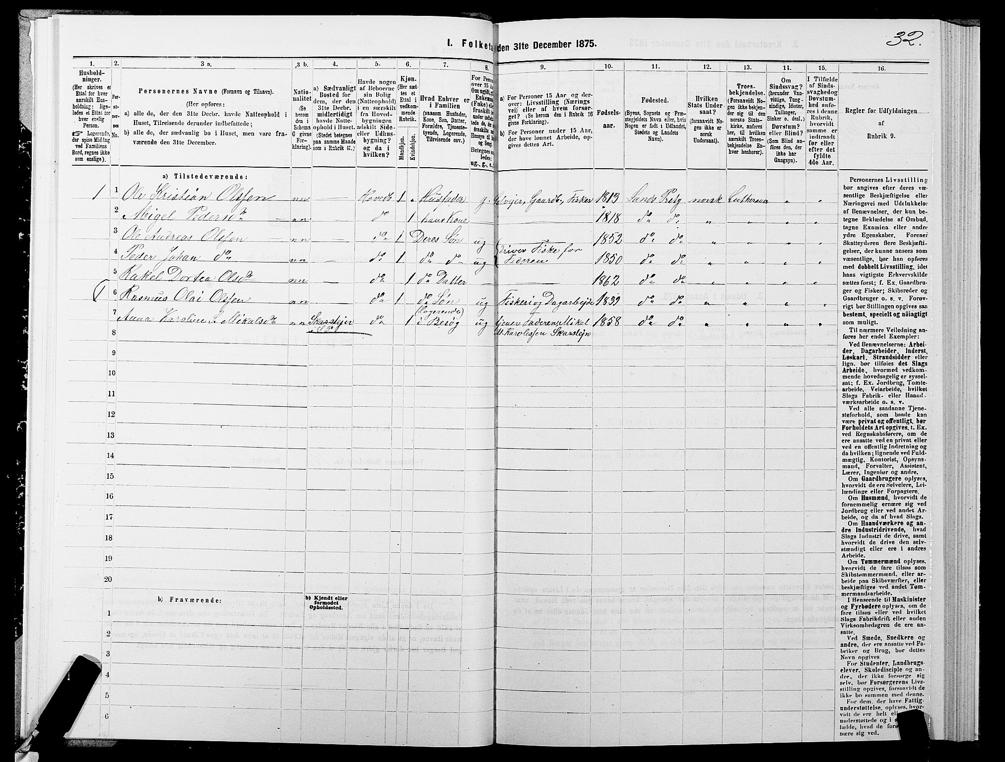 SATØ, 1875 census for 1915P Sand, 1875, p. 1032