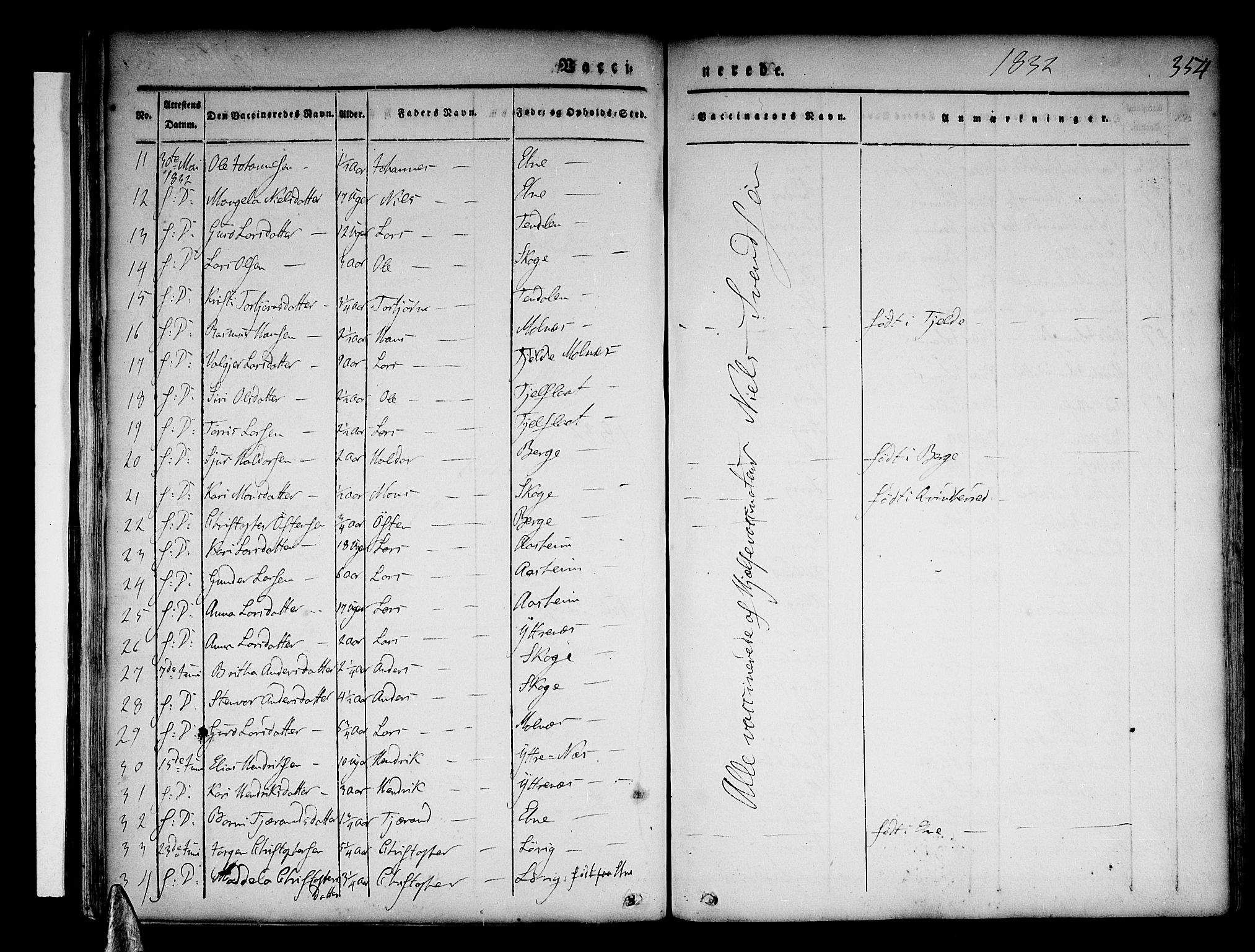 Skånevik sokneprestembete, AV/SAB-A-77801/H/Haa: Parish register (official) no. A 4, 1828-1848, p. 354