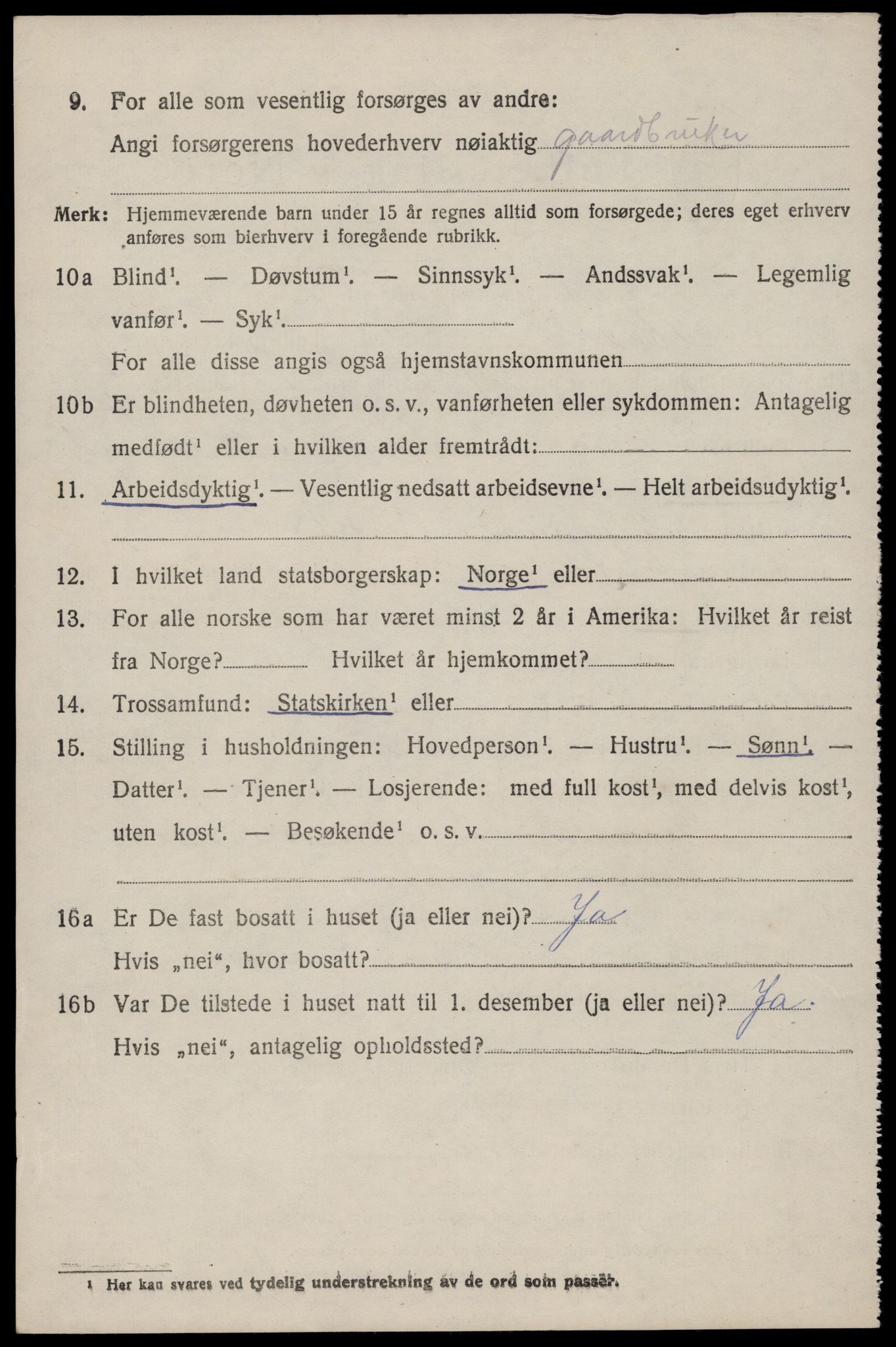 SAST, 1920 census for Skåre, 1920, p. 1265