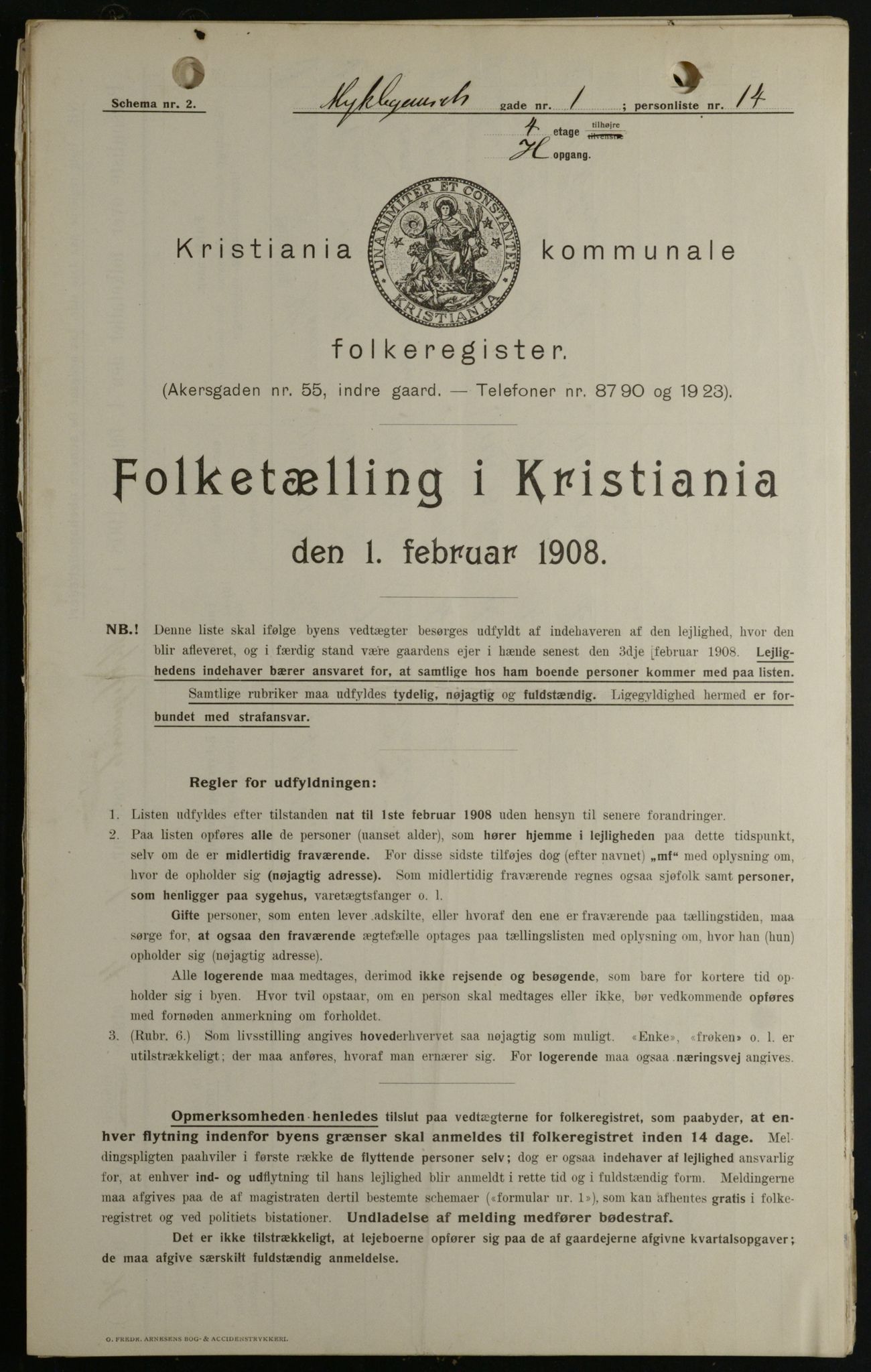 OBA, Municipal Census 1908 for Kristiania, 1908, p. 61073