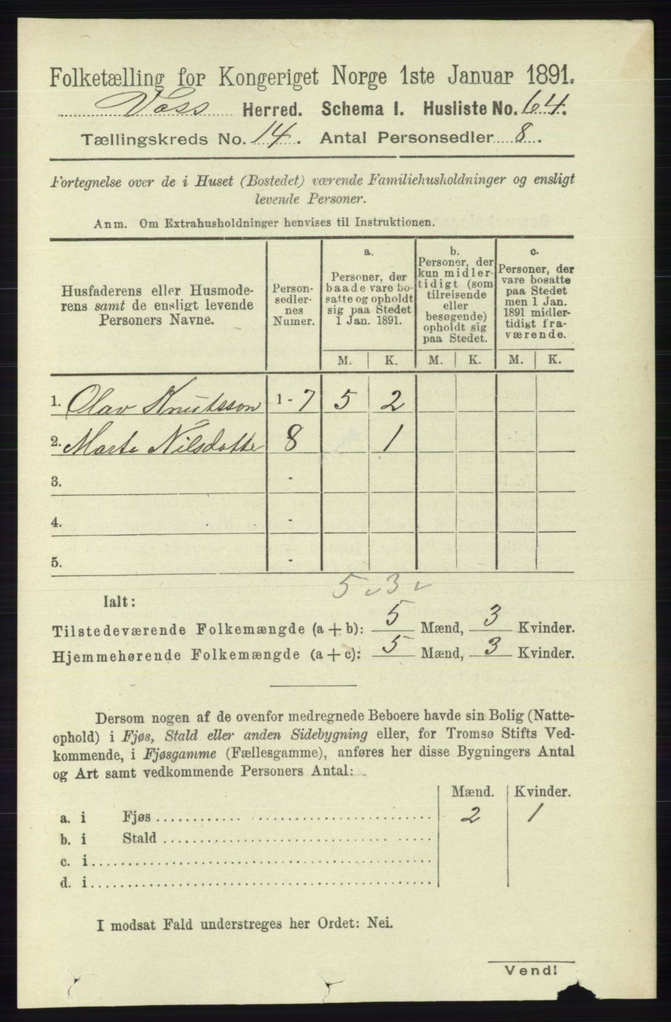 RA, 1891 census for 1235 Voss, 1891, p. 7246