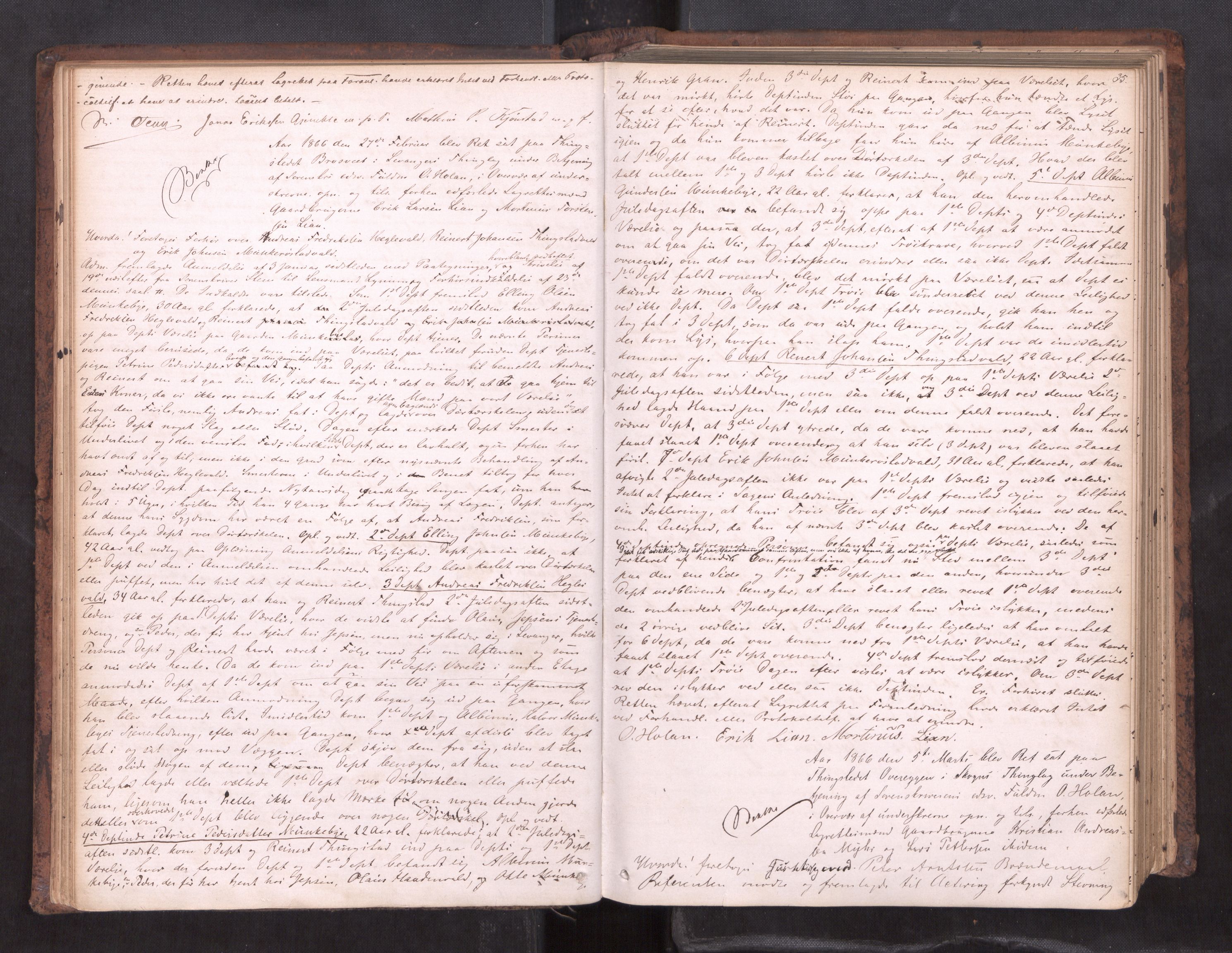 Stjør- og Verdal sorenskriveri, AV/SAT-A-4167/1/1/1B/L0019: Ekstrarettsprotokoll, 1864-1877, p. 34b-35a