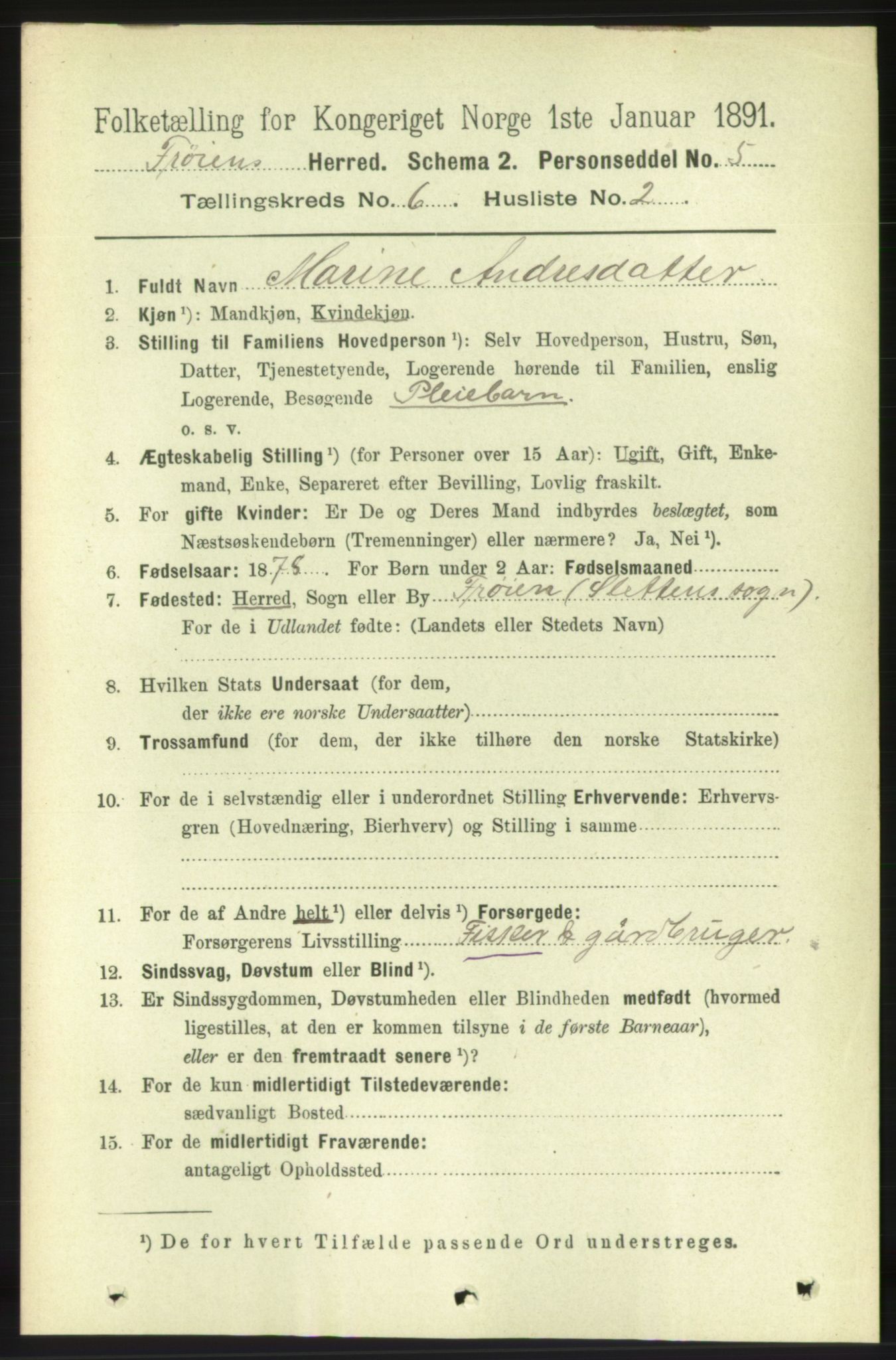 RA, 1891 census for 1619 Frøya, 1891, p. 4183