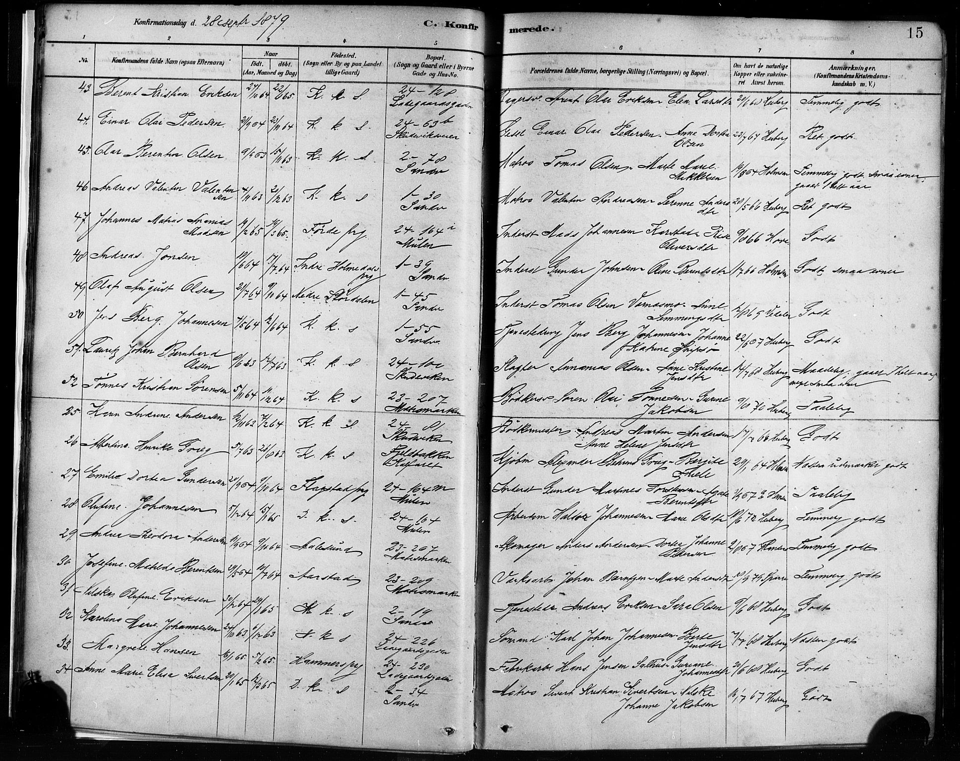 Sandviken Sokneprestembete, AV/SAB-A-77601/H/Ha/L0002: Parish register (official) no. A 2, 1878-1896, p. 15