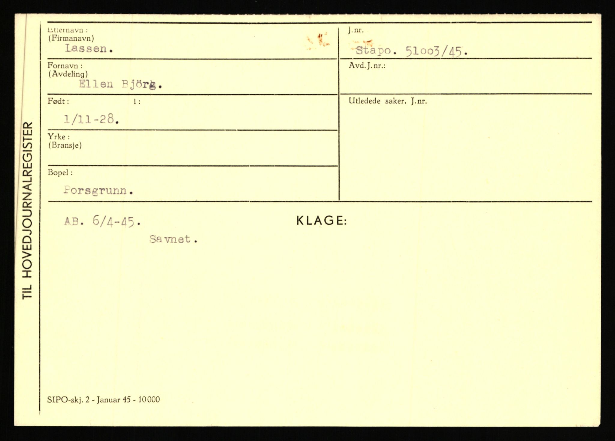 Statspolitiet - Hovedkontoret / Osloavdelingen, AV/RA-S-1329/C/Ca/L0009: Knutsen - Limstrand, 1943-1945, p. 3986