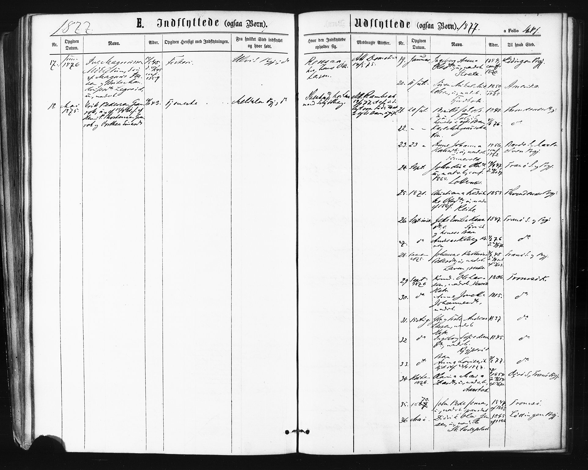 Ibestad sokneprestembete, SATØ/S-0077/H/Ha/Haa/L0010kirke: Parish register (official) no. 10, 1869-1879, p. 417