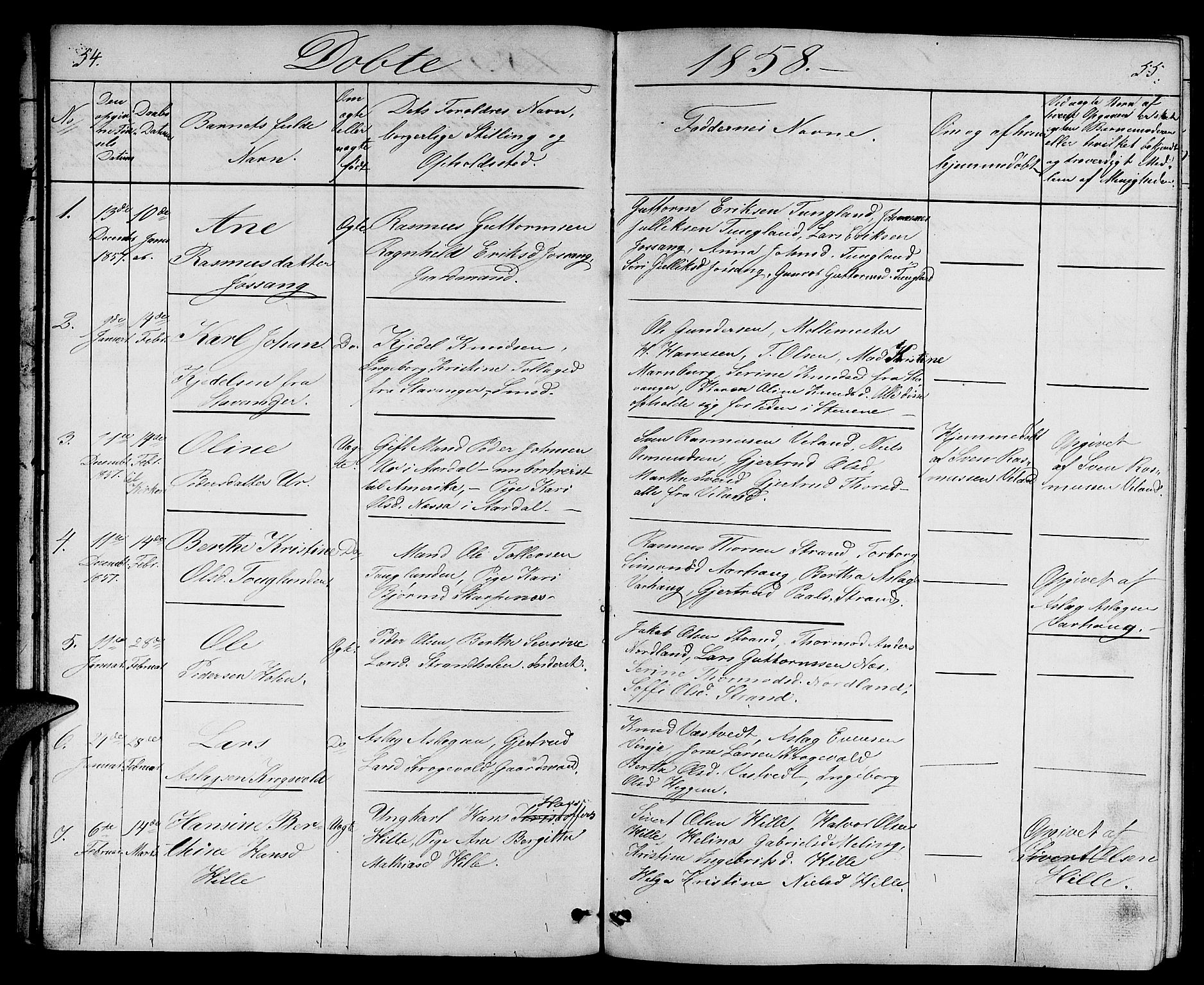 Strand sokneprestkontor, SAST/A-101828/H/Ha/Hab/L0003: Parish register (copy) no. B 3, 1855-1881, p. 54-55