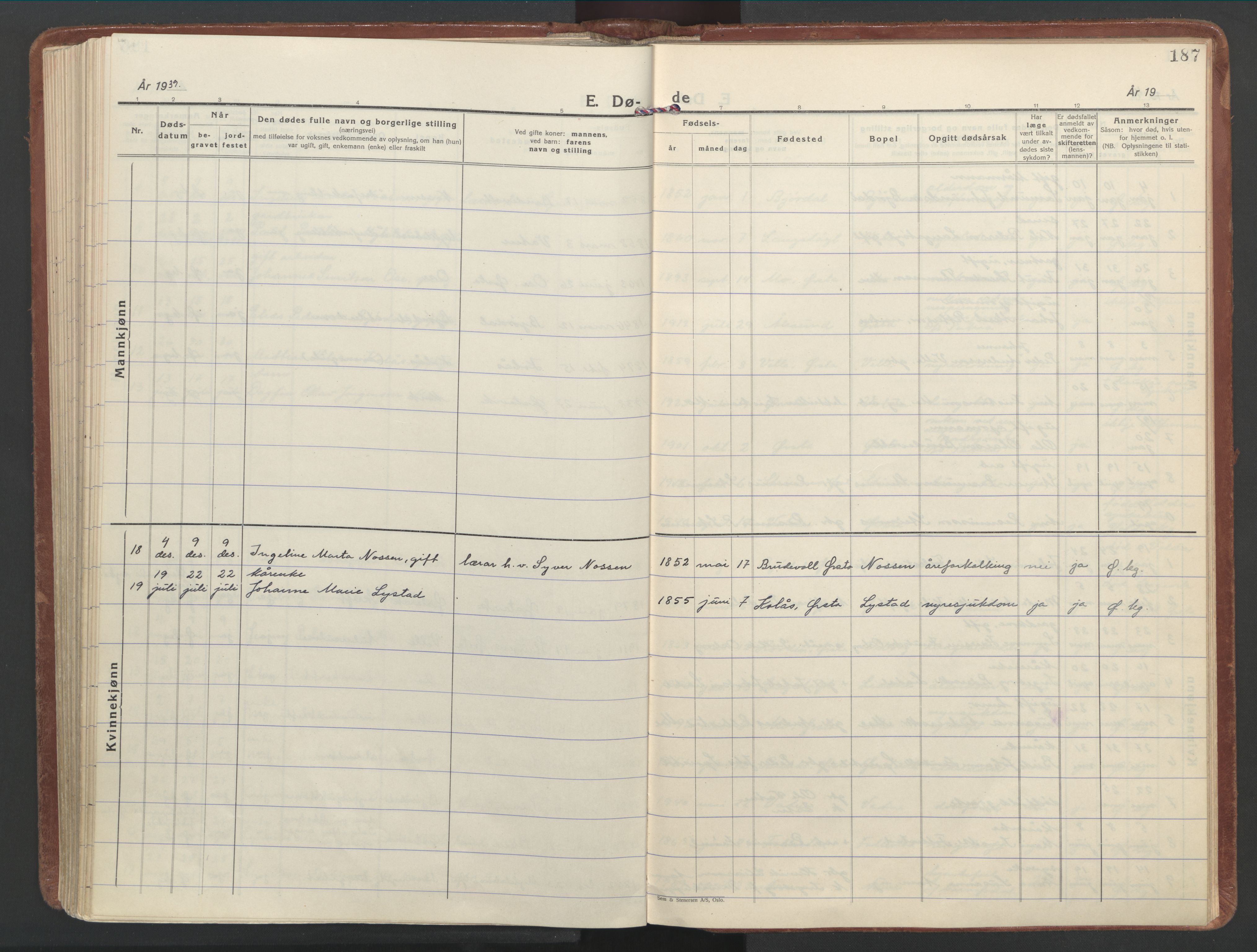 Ministerialprotokoller, klokkerbøker og fødselsregistre - Møre og Romsdal, AV/SAT-A-1454/513/L0181: Parish register (official) no. 513A08, 1930-1943, p. 187