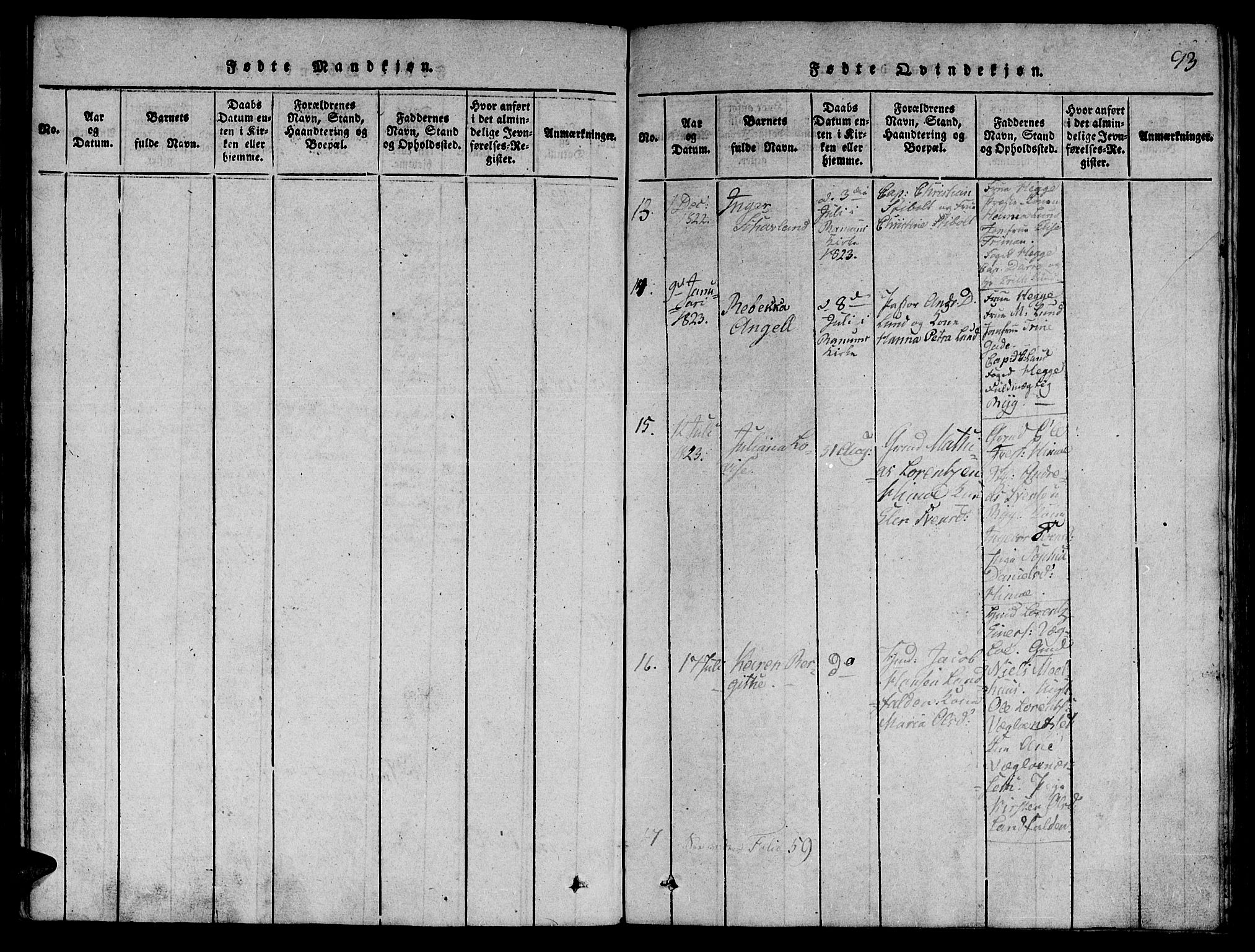 Ministerialprotokoller, klokkerbøker og fødselsregistre - Nord-Trøndelag, SAT/A-1458/764/L0546: Parish register (official) no. 764A06 /1, 1816-1823, p. 93