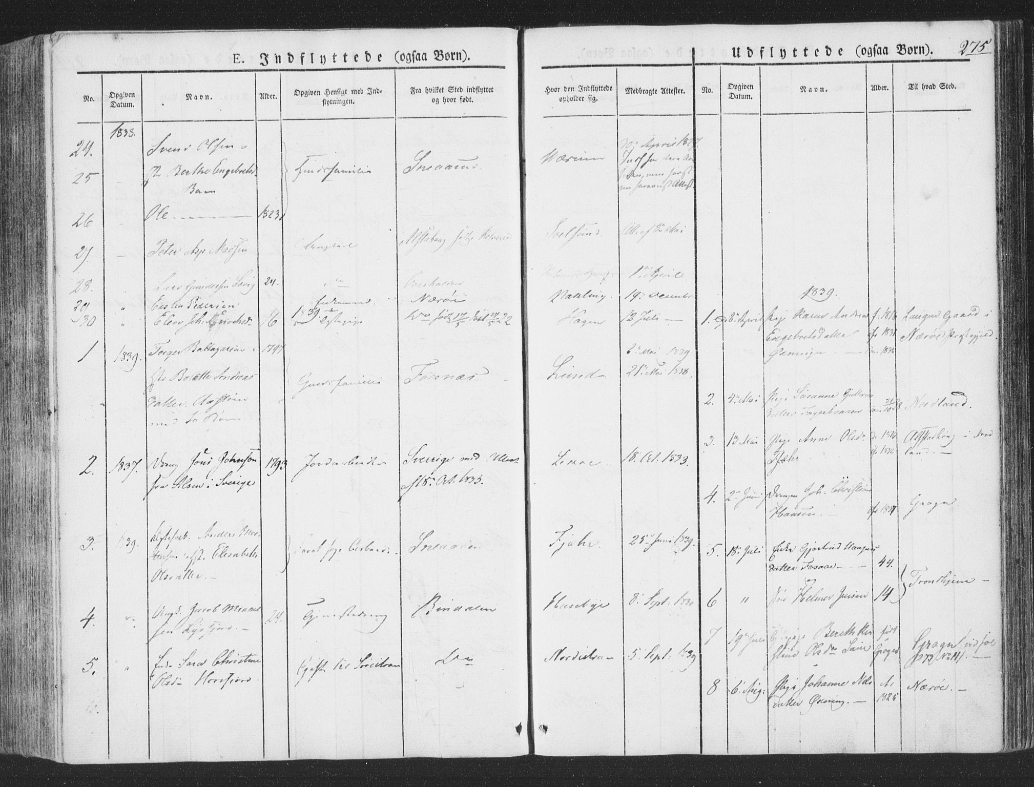 Ministerialprotokoller, klokkerbøker og fødselsregistre - Nord-Trøndelag, SAT/A-1458/780/L0639: Parish register (official) no. 780A04, 1830-1844, p. 275