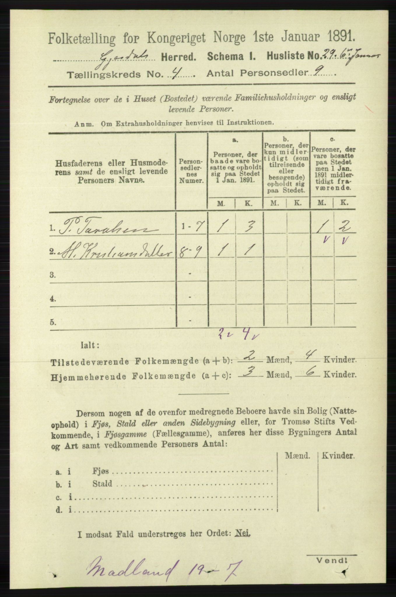 RA, 1891 census for 1122 Gjesdal, 1891, p. 1168