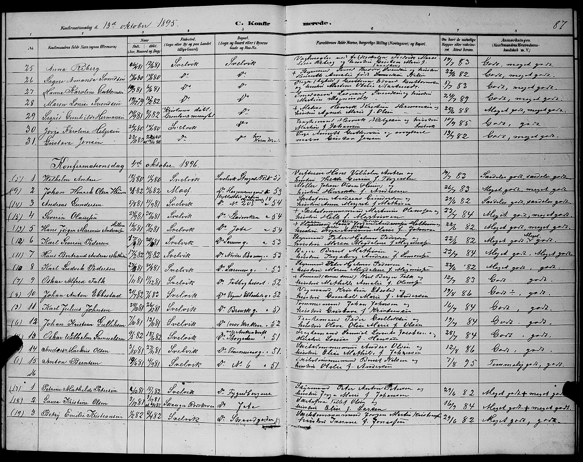 Strømm kirkebøker, AV/SAKO-A-322/G/Gb/L0001: Parish register (copy) no. II 1, 1889-1896, p. 87