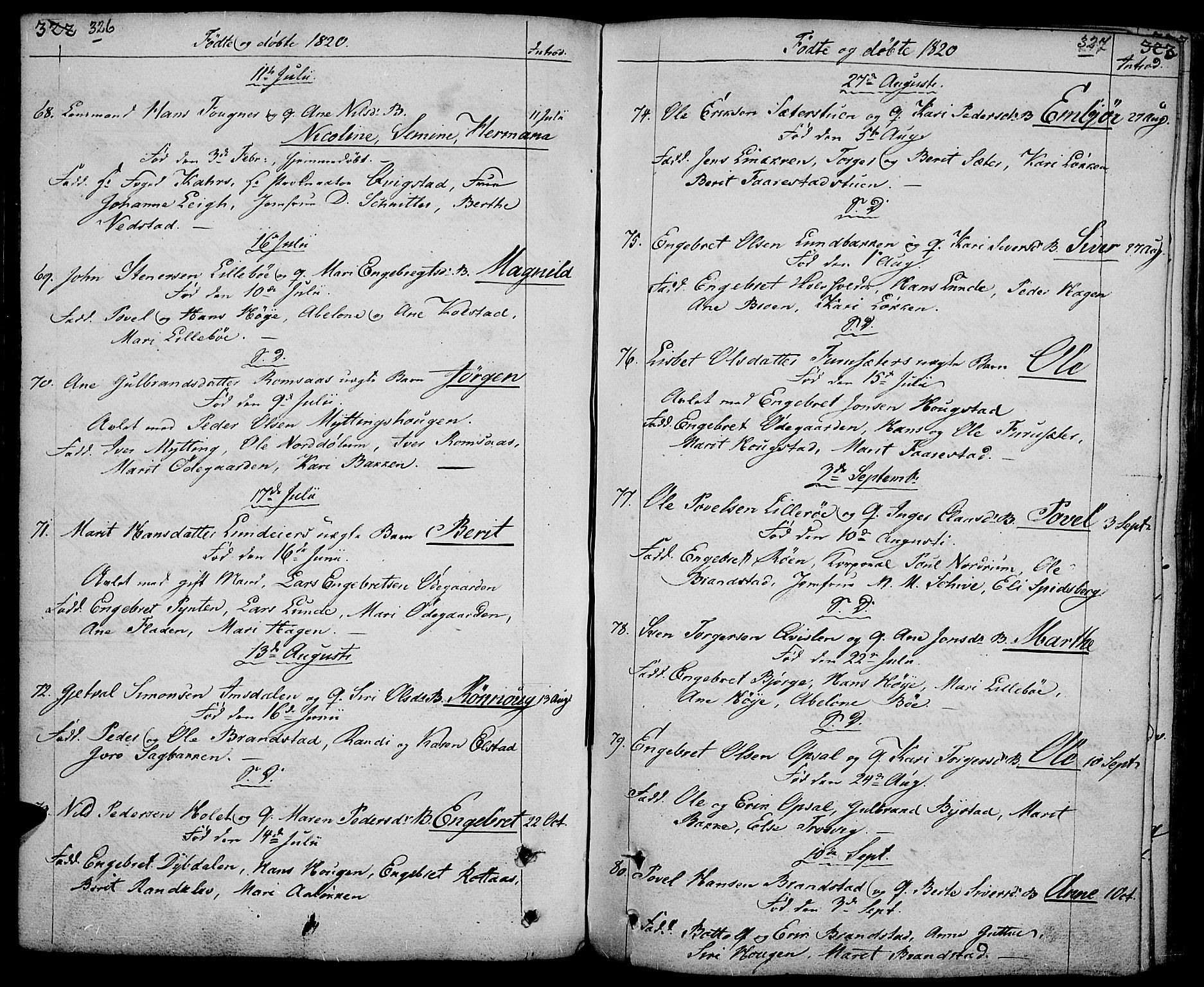 Ringebu prestekontor, AV/SAH-PREST-082/H/Ha/Haa/L0003: Parish register (official) no. 3, 1781-1820, p. 326-327