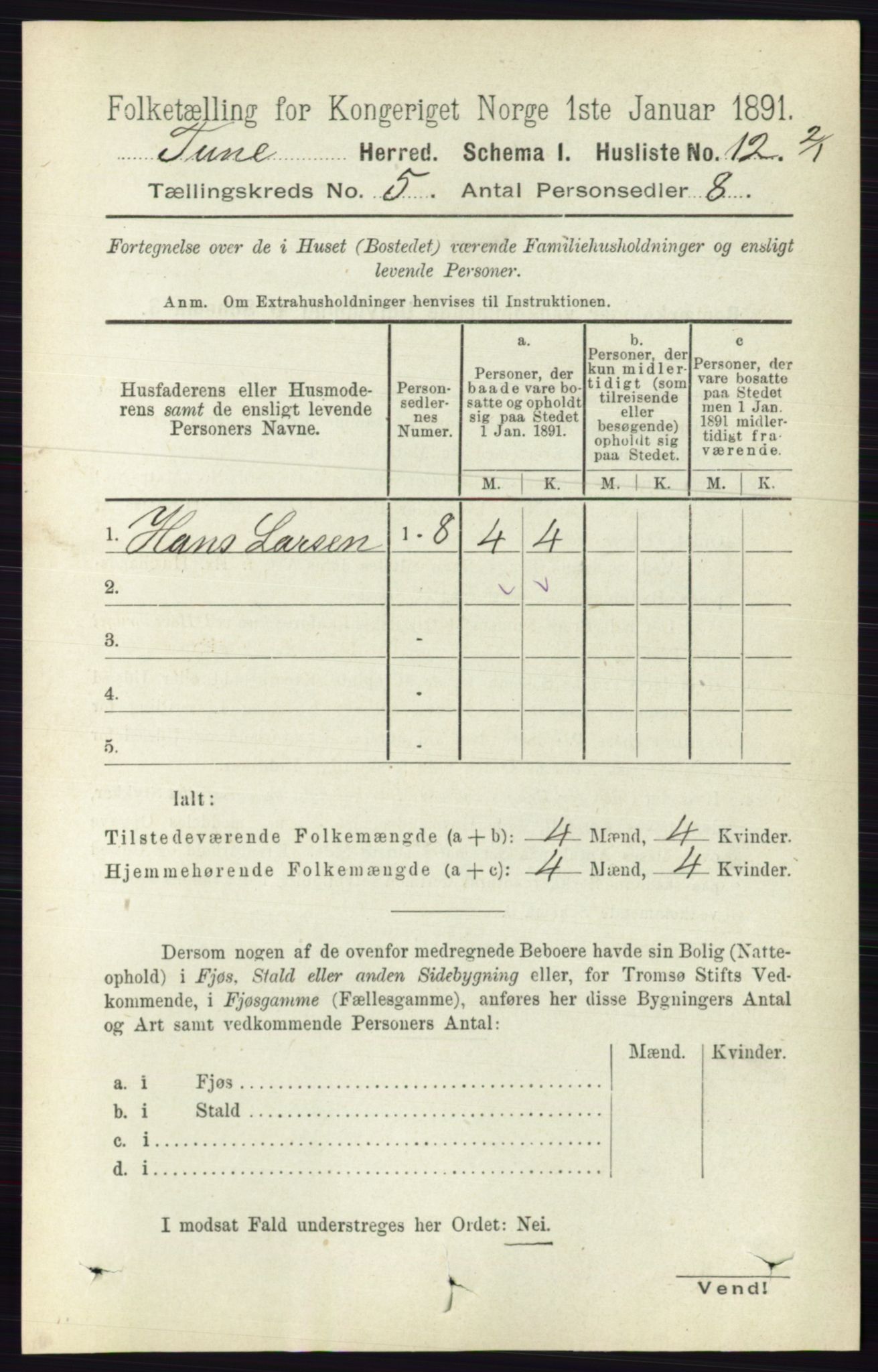 RA, 1891 census for 0130 Tune, 1891, p. 3169