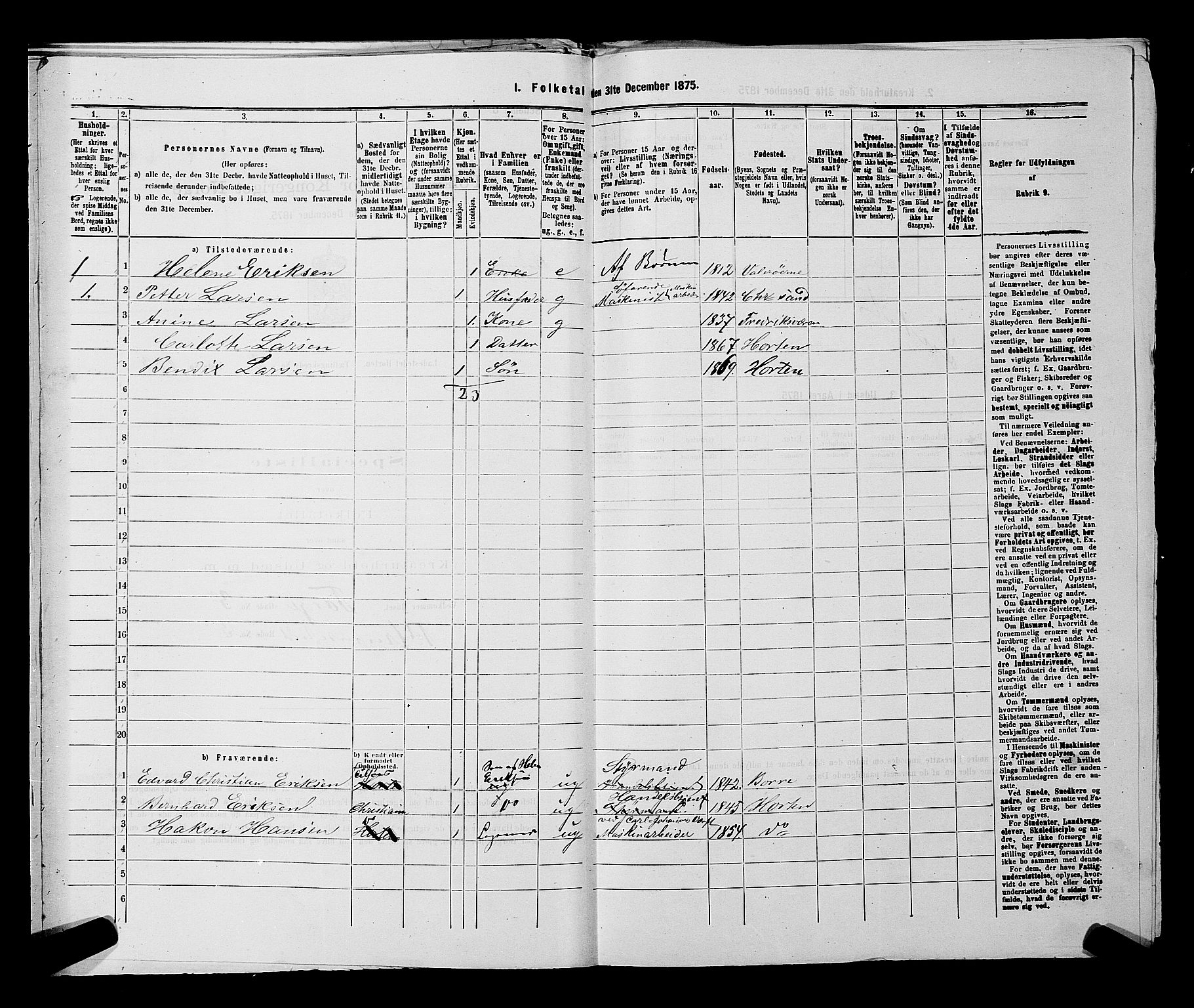 SAKO, 1875 census for 0703P Horten, 1875, p. 317