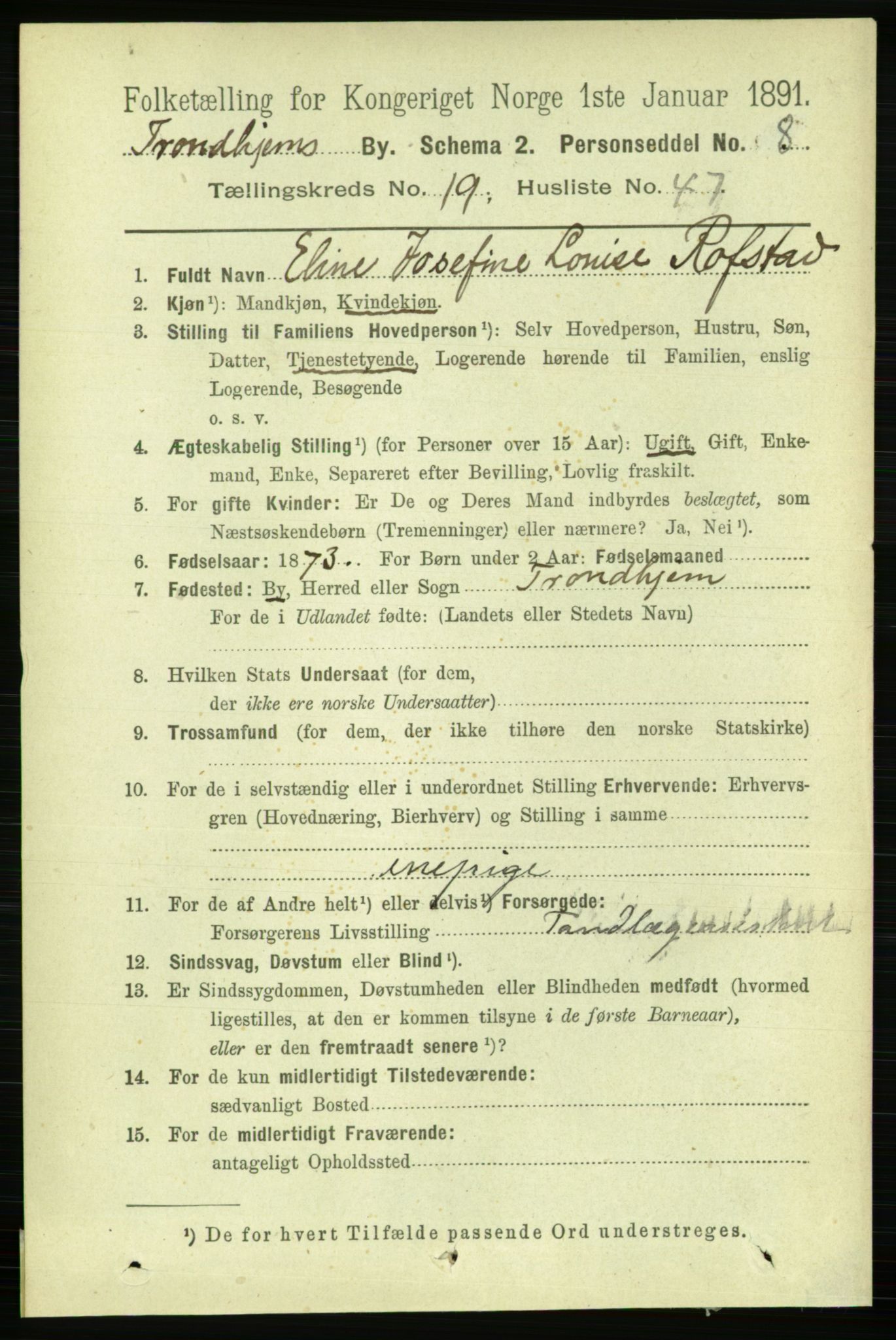 RA, 1891 census for 1601 Trondheim, 1891, p. 15148