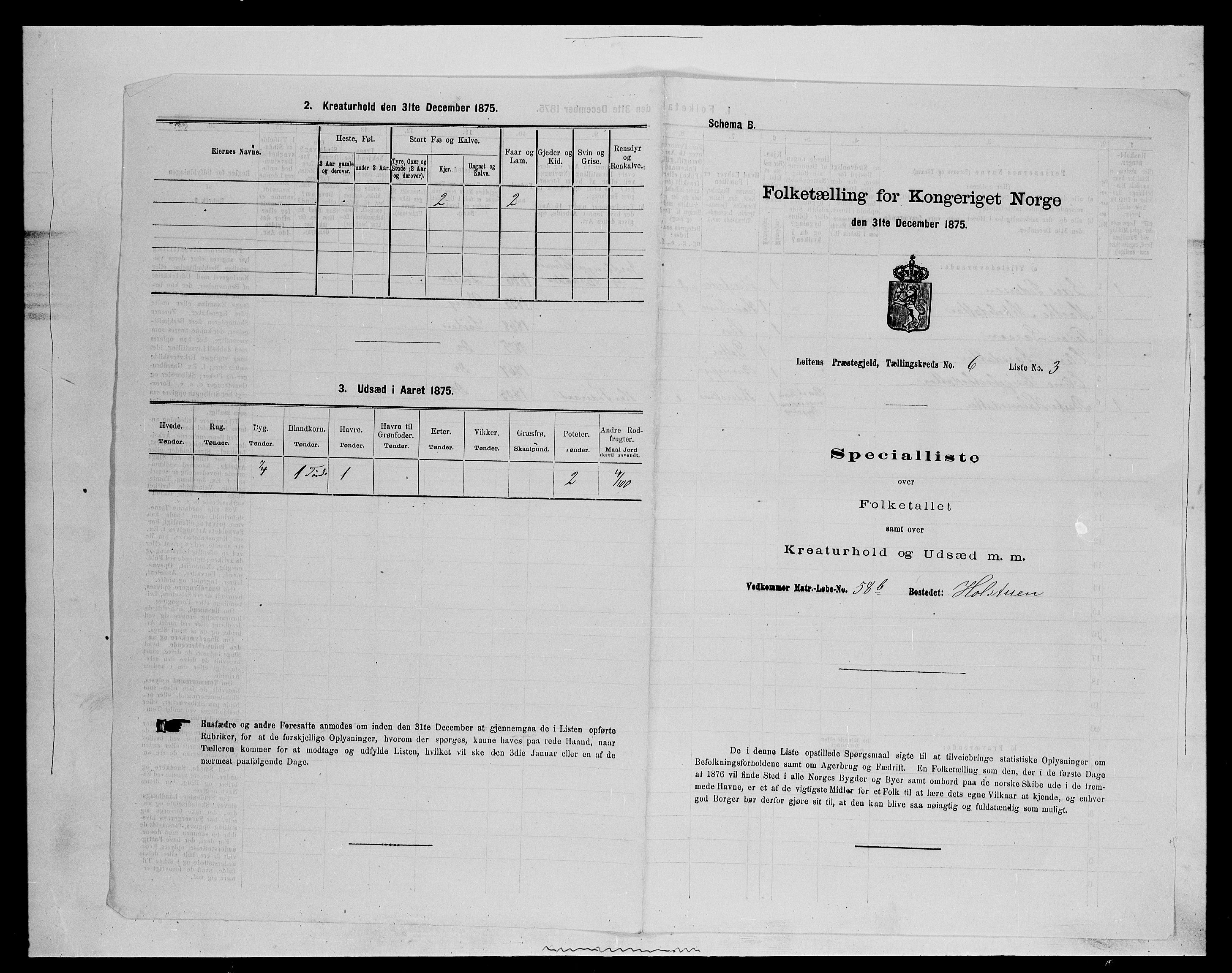 SAH, 1875 census for 0415P Løten, 1875, p. 1255